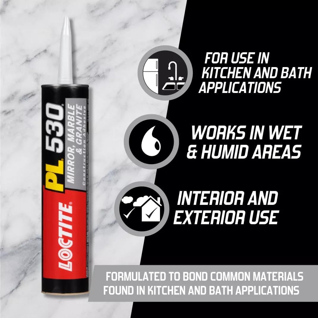 Loctite PL530 Mirror Marble and Granite Construction Adhesive - Quick and Reliable