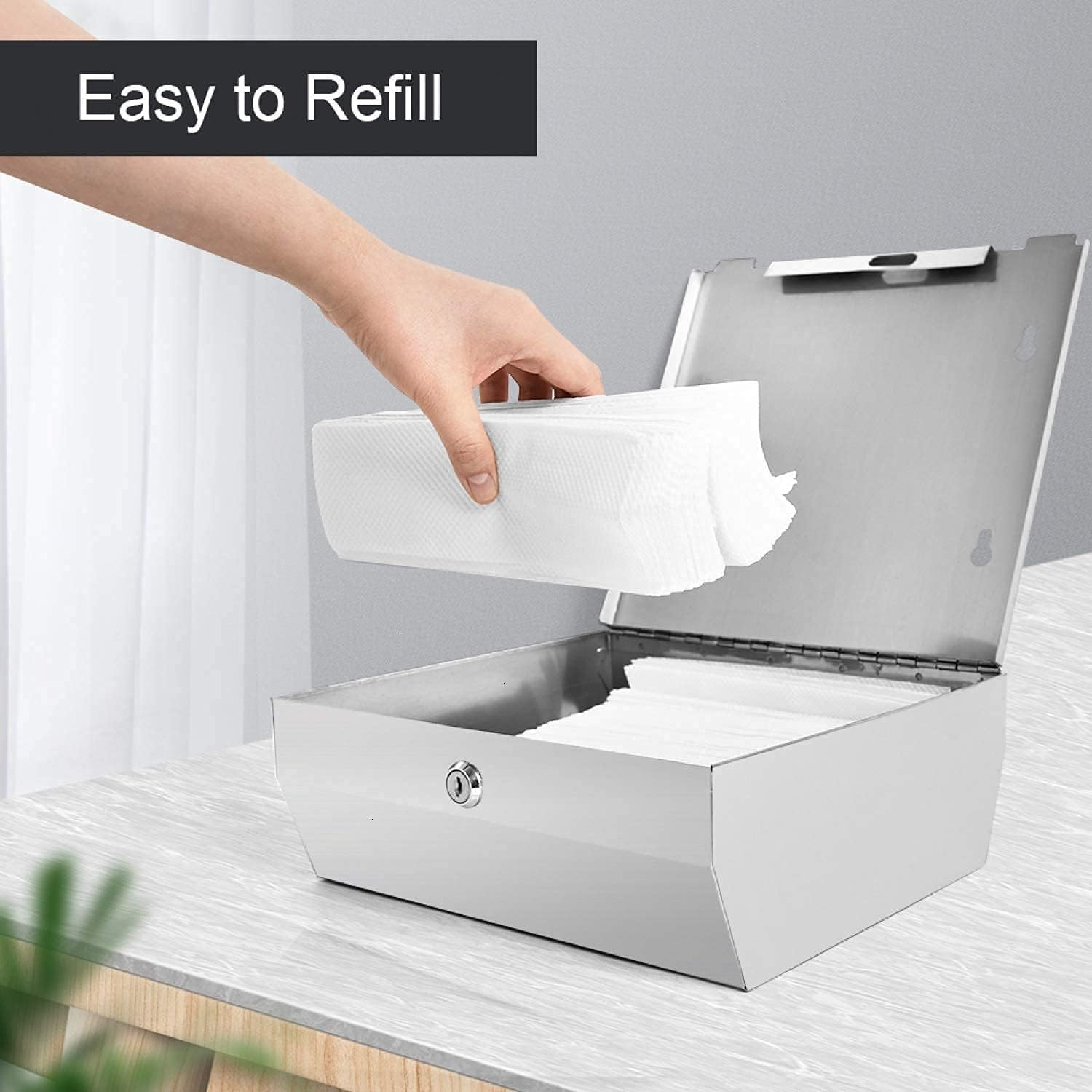 Wall-Mounted Commercial Paper Towel Dispo with Lock