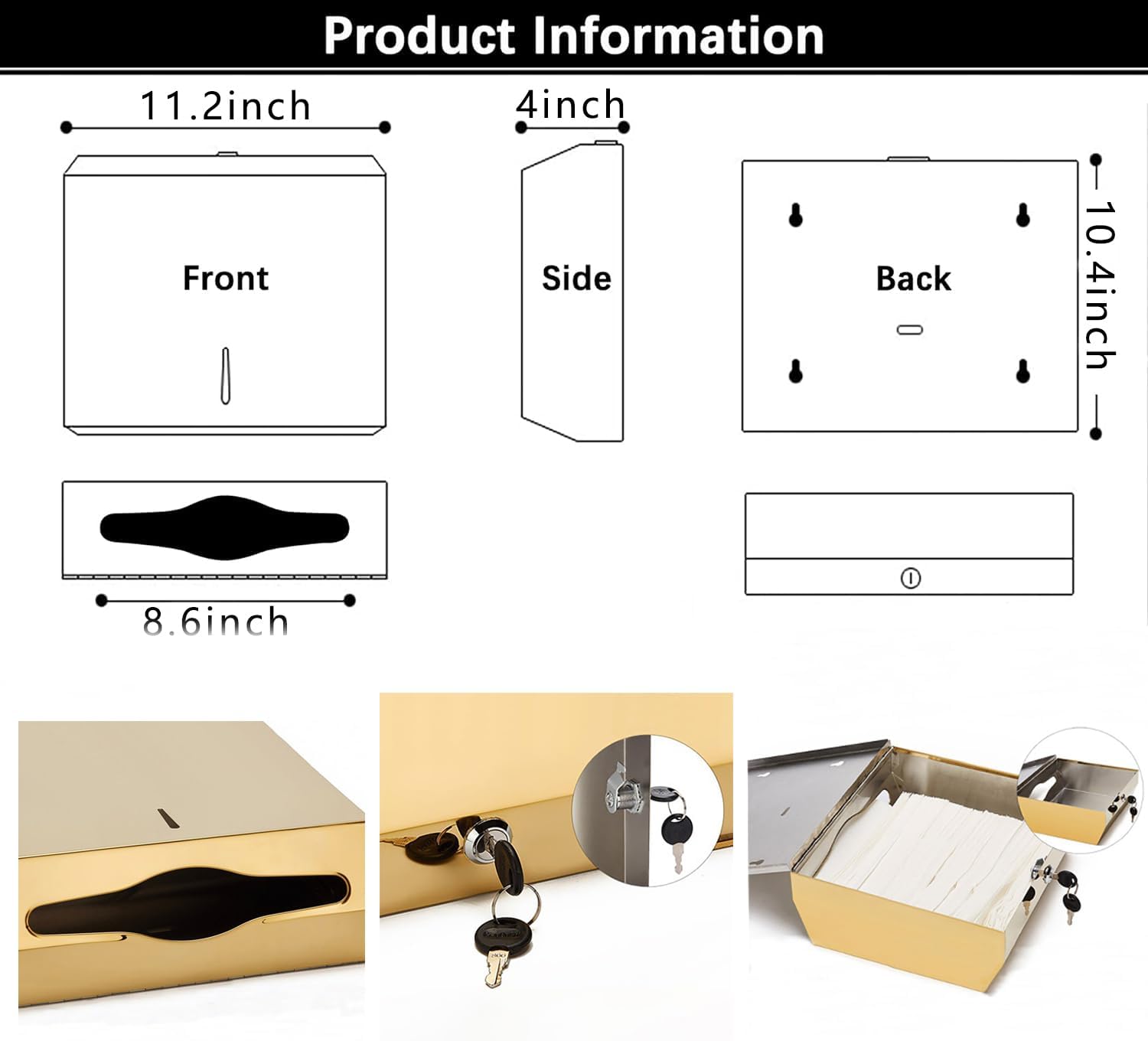 Wall-MountedCommercial Paper Towel Dispenser Stainless Steel Compact Design Large Capacity
