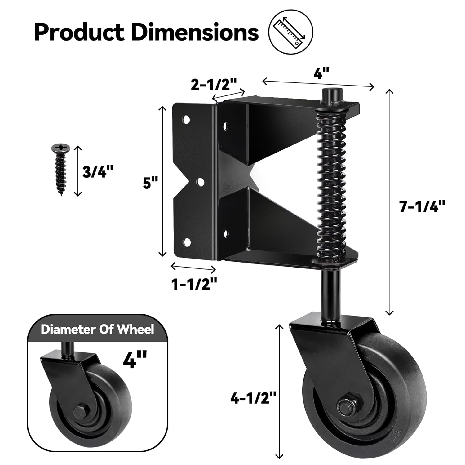 Spring-Loaded Gate Caster 300Lbs Capacity