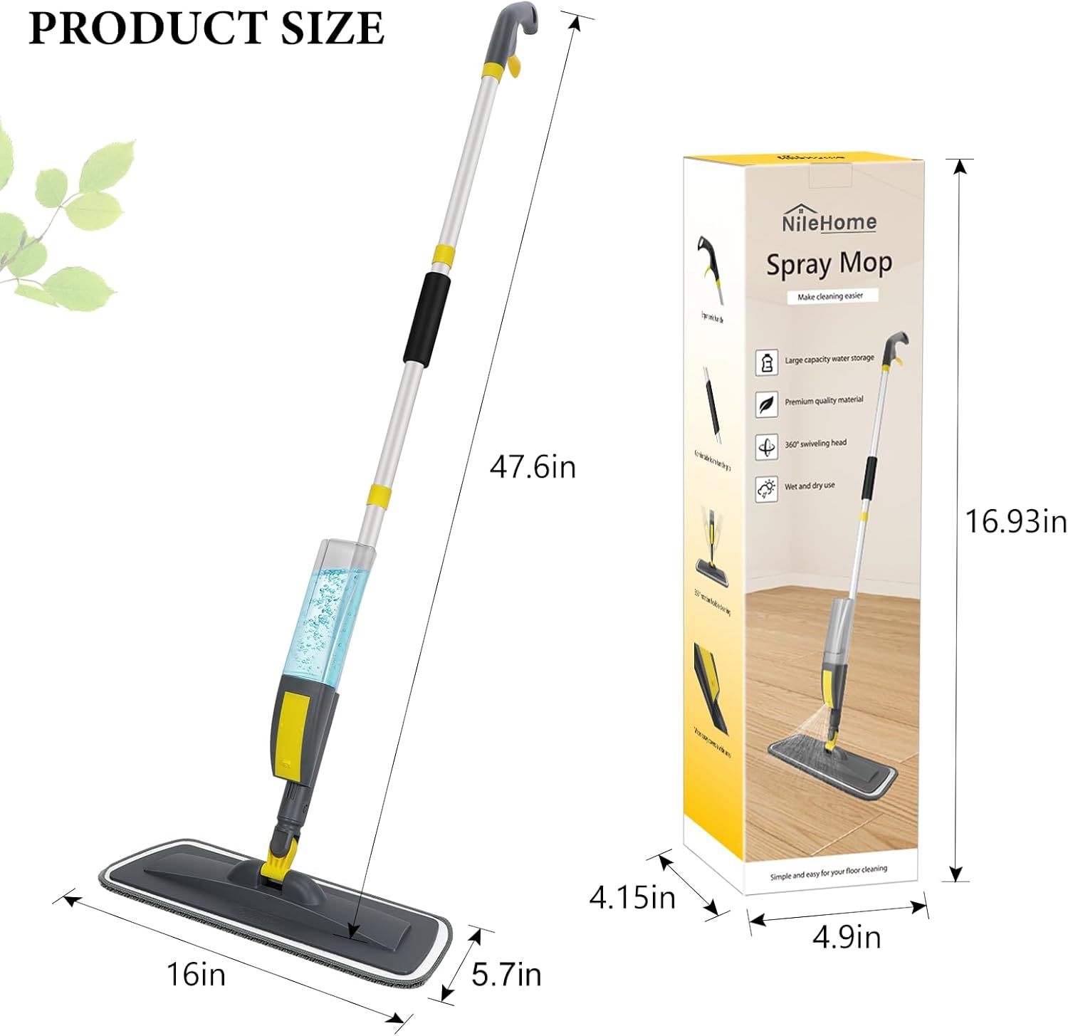 Spray Mop with 400ml Refill 2 Replaceable Pads