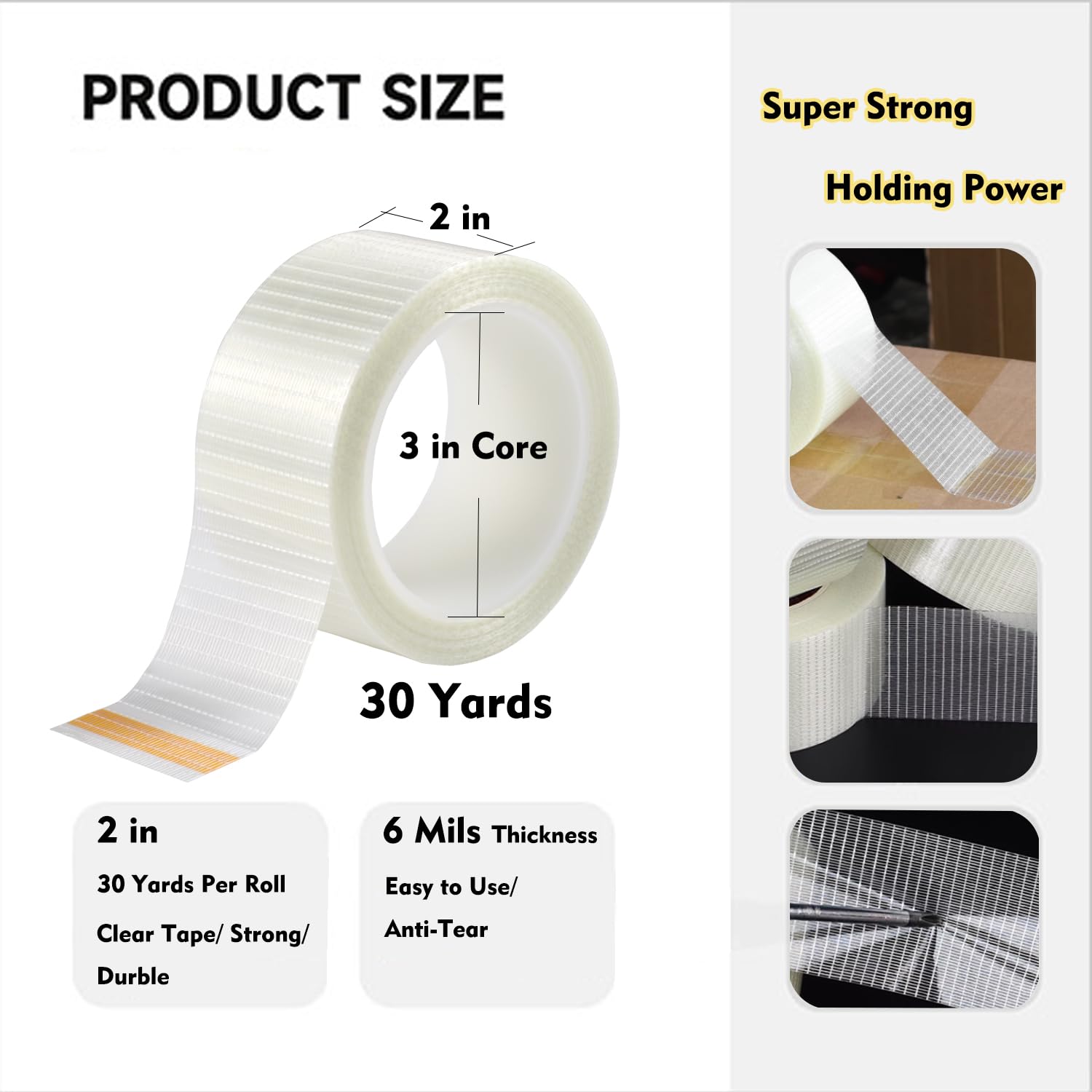 Heavy-Duty Equivalent Fiberglass Filament Strapping Tape