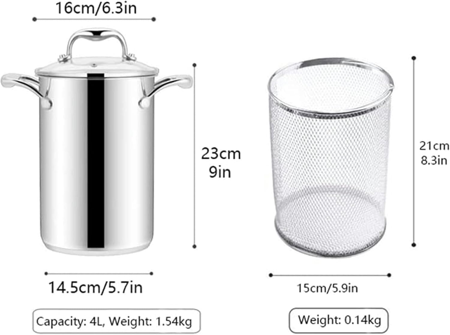DAOUXIAOSP Stainless Steel Deep Fryer Pot with Basket for Home Cooking