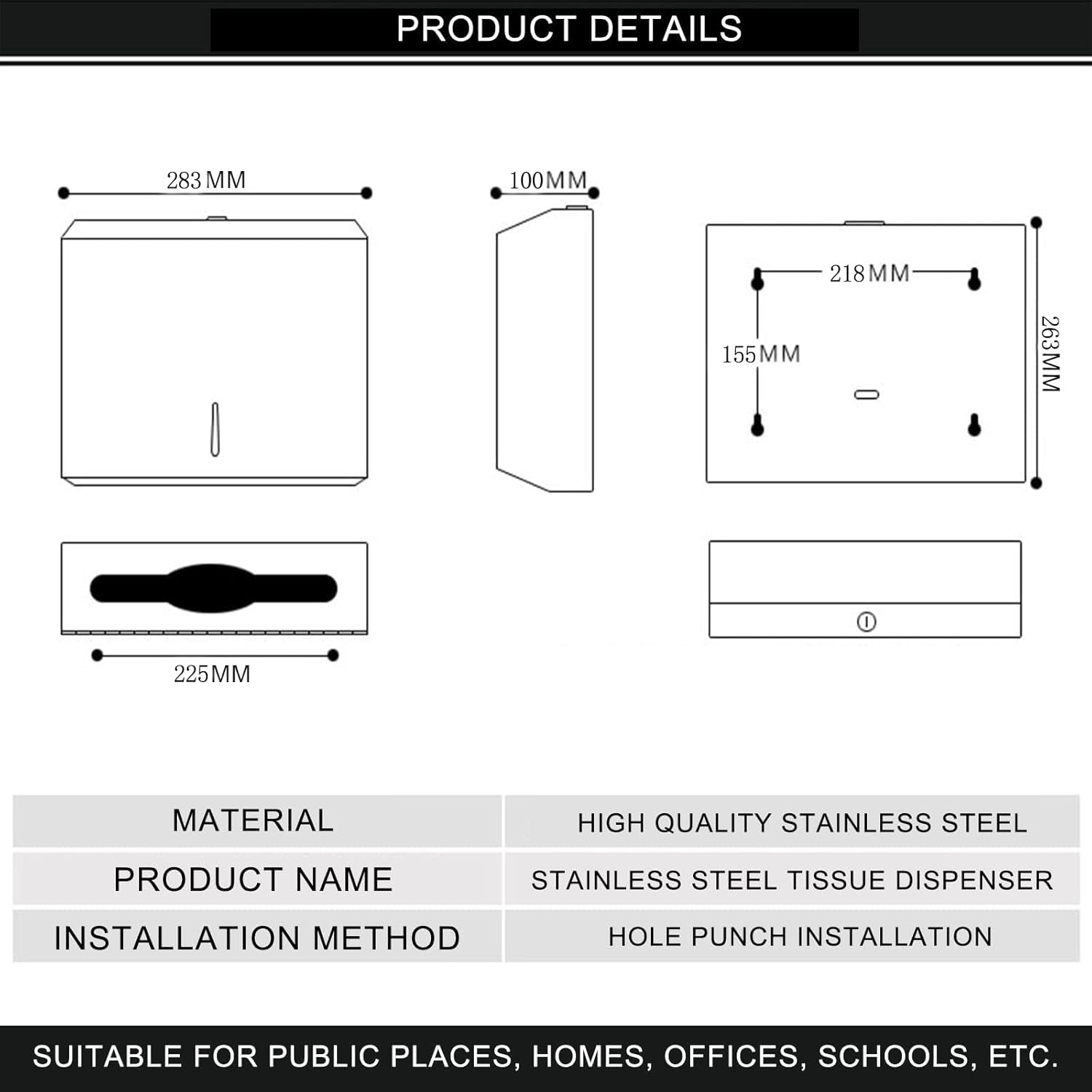 High-Tech Stainless Steel Commercial Towel Dispenser
