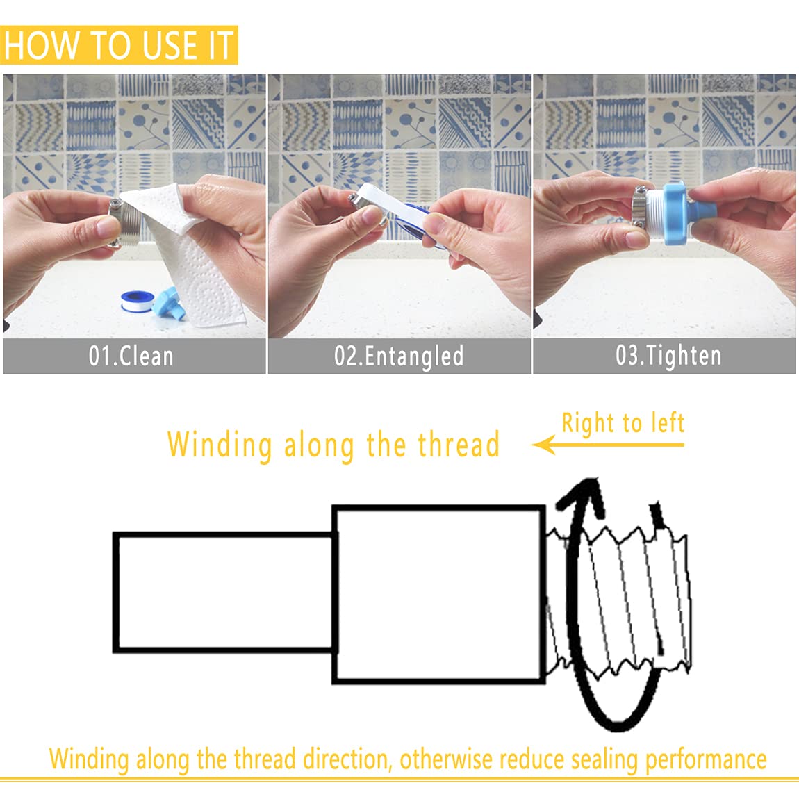 4-Roll Set of High-Quality Teflon Tape for Plumbing Sealing Tasks