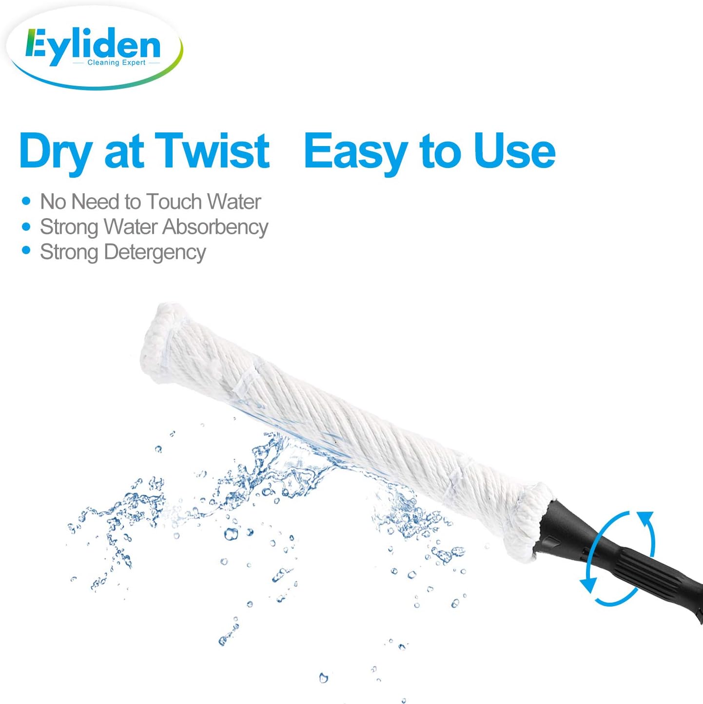 Eyliden Mop with 2 Reusable Heads for Great Floor Cleaning