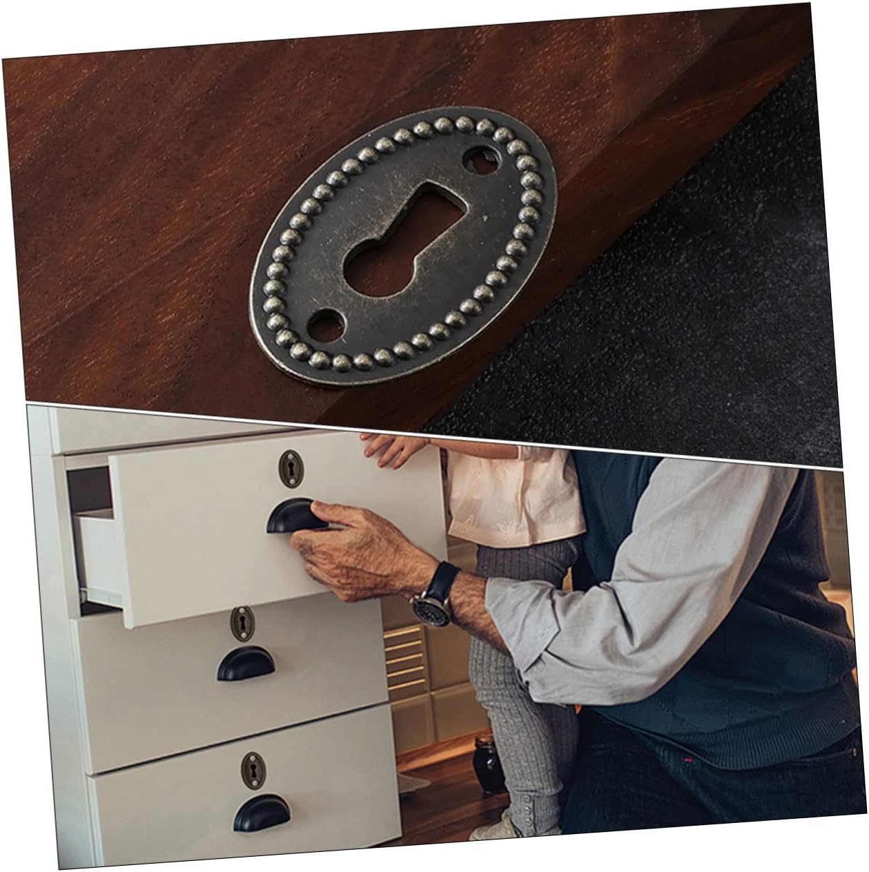 TOBBOMEY Oval Key Blade 24 Pc Antique Keyhole Covers