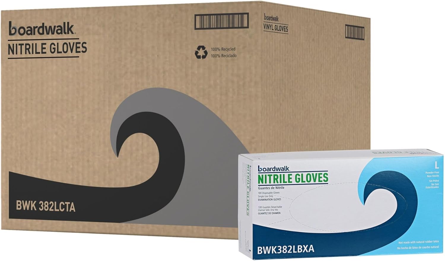 Boardwalk 382LCTA Nitrile Gloves - Large Blue 1000Carton Latex-Free DurableChem-Resistant