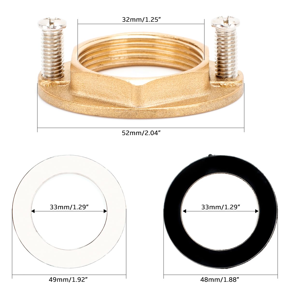 Clouhead 4 Set Brass Faucet Lock Nut Inner Diameter 32mm
