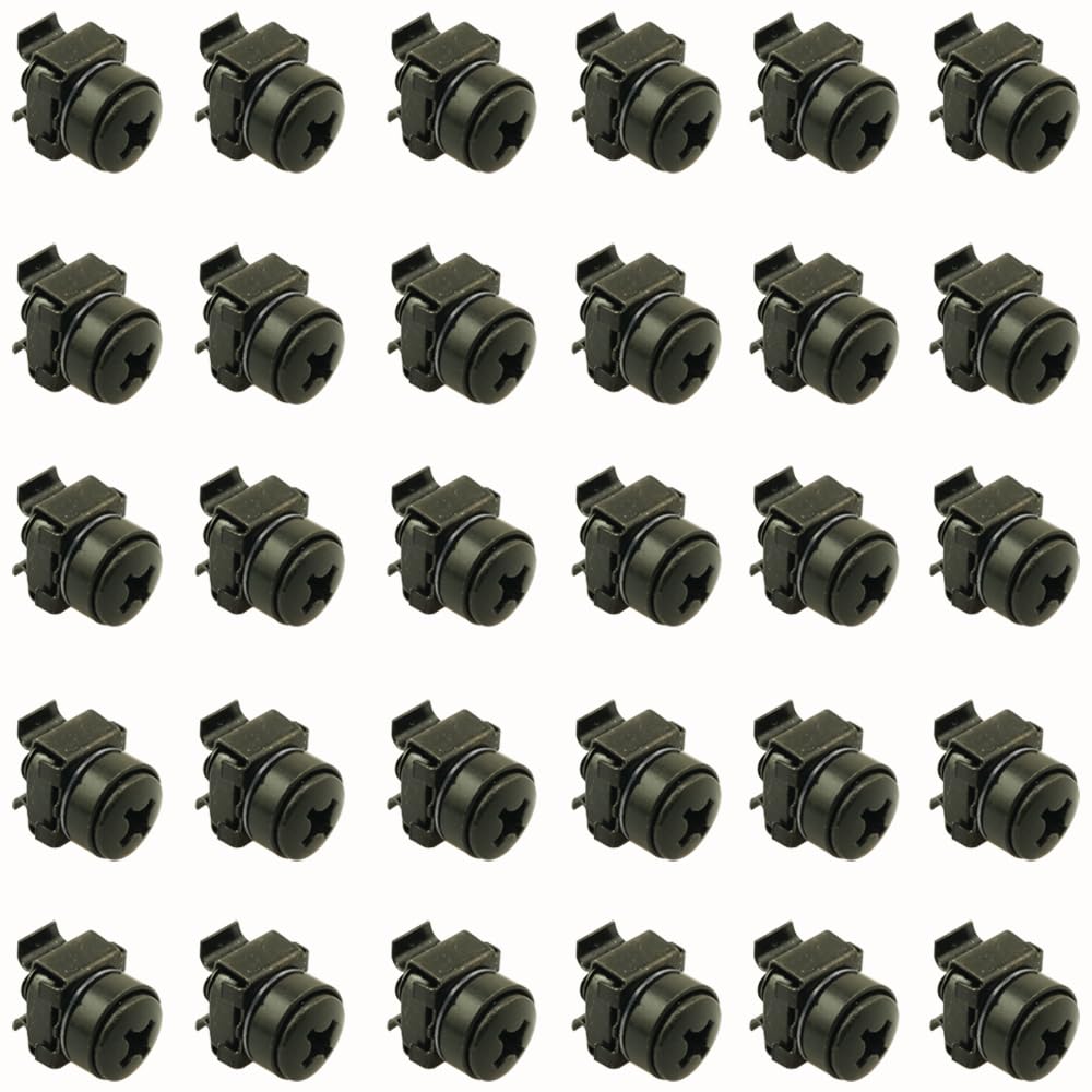 Pro Bamboo Kitchen - 30PCS M6x16mm Rack Mounting Screws Caged Nuts Black