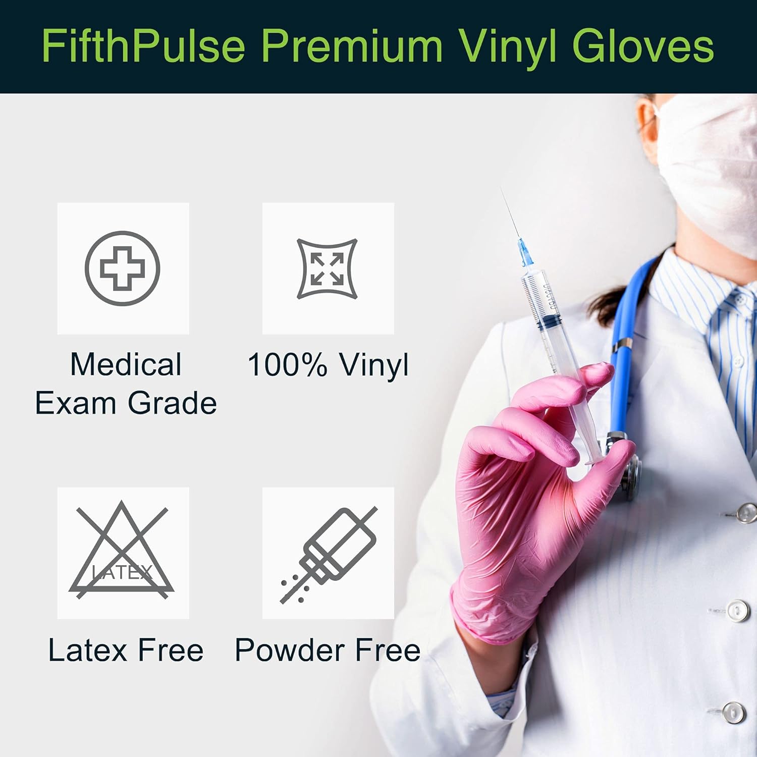FifthPulse Pink Vinyl Gloves - Perfect for Medical Cooking or General Use