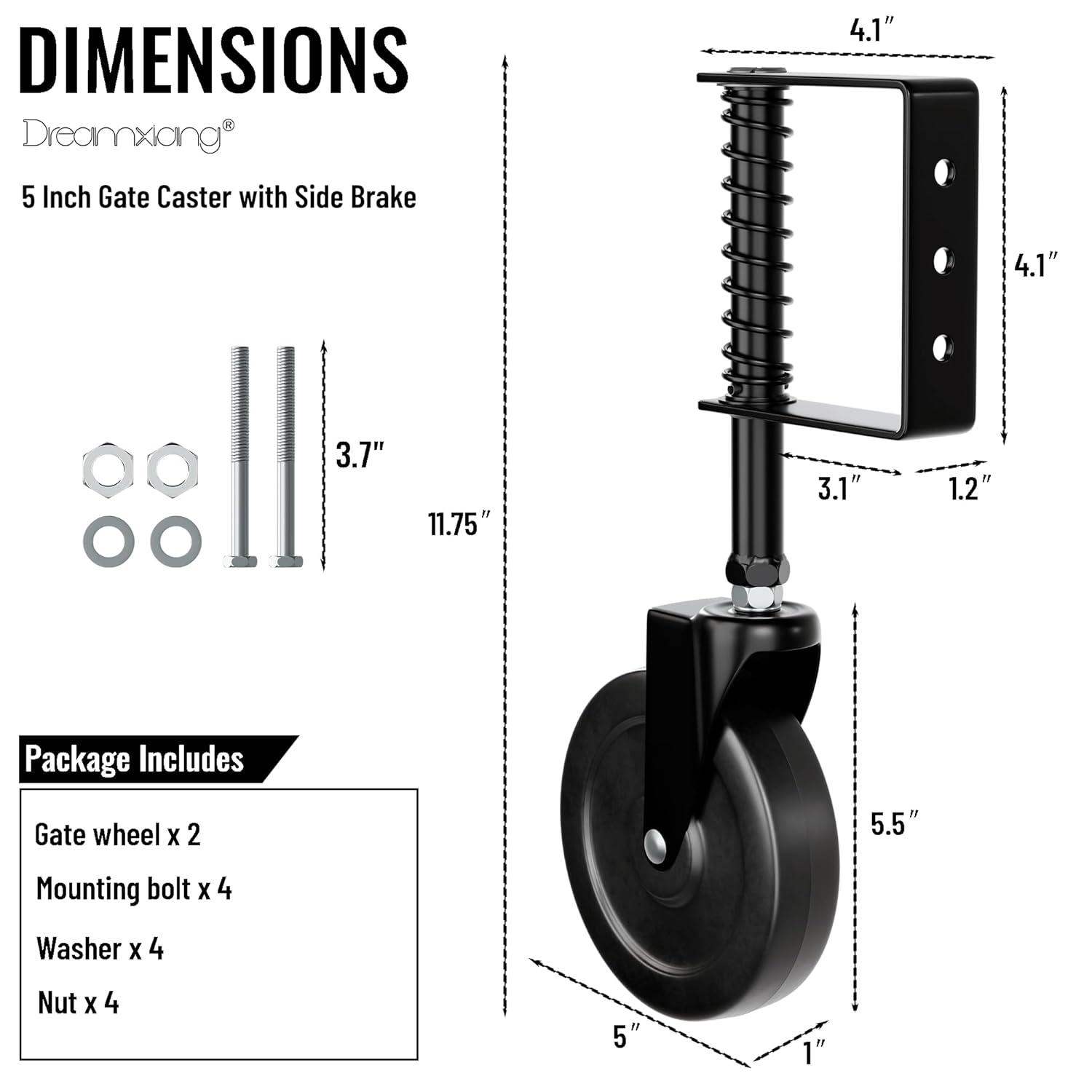 Durable 5 Spring Loaded Gate Caster Heavy Duty for Wooden Metal Fences
