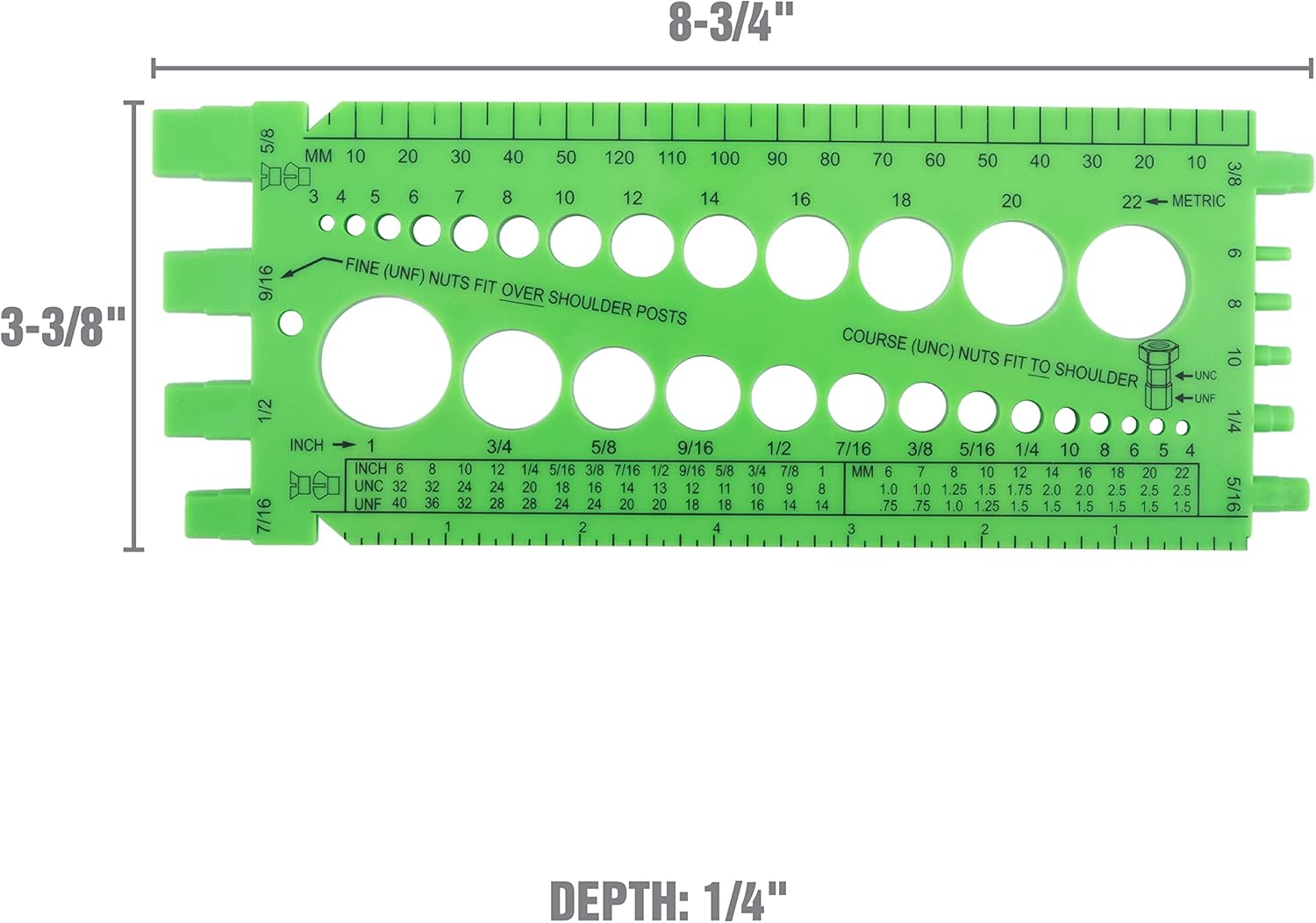 OEMTOOLS Nut Bolt Thread Gauge