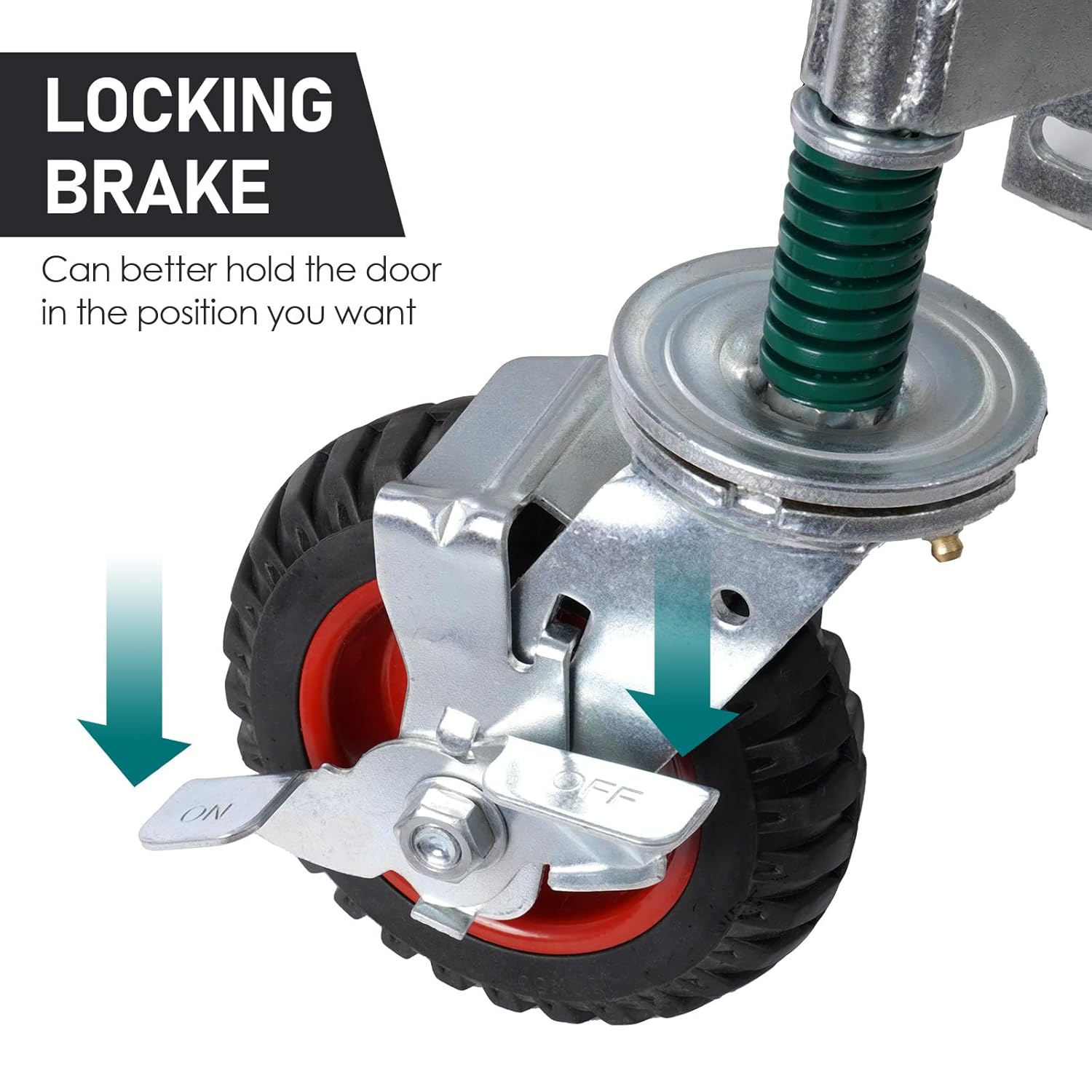 6-Inch Fence Gate Wheel with Locking Brake and Spring Suspension