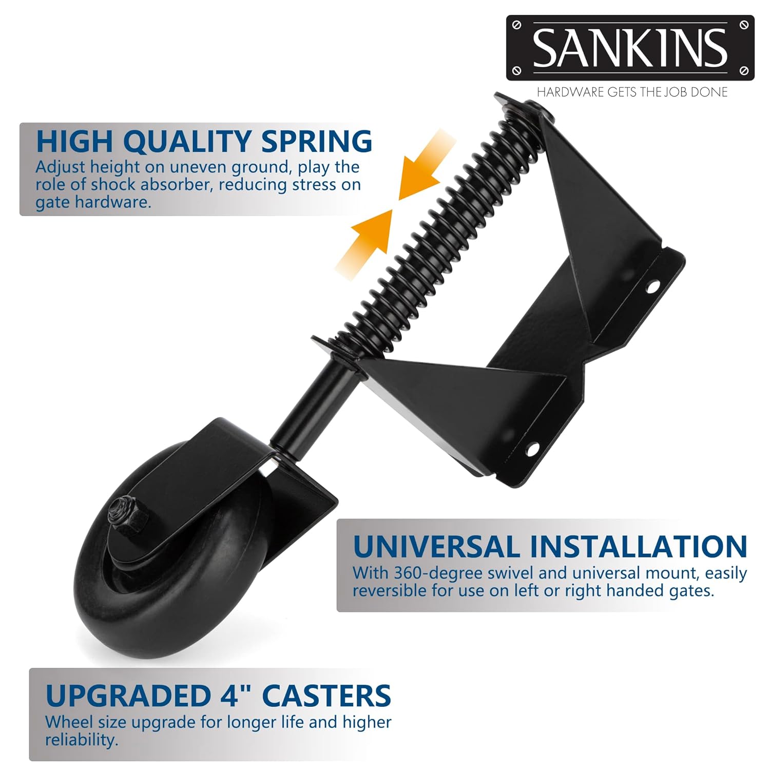 SANKINS Spring-Loaded Gate Caster 220 lbs Capacity 4