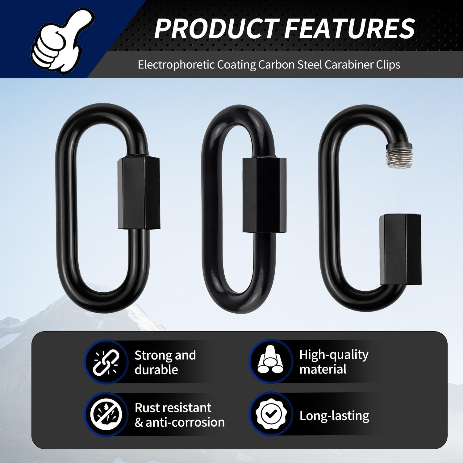 304 Black Stainless Steel Quick Links D Shape Locking Chain Tool