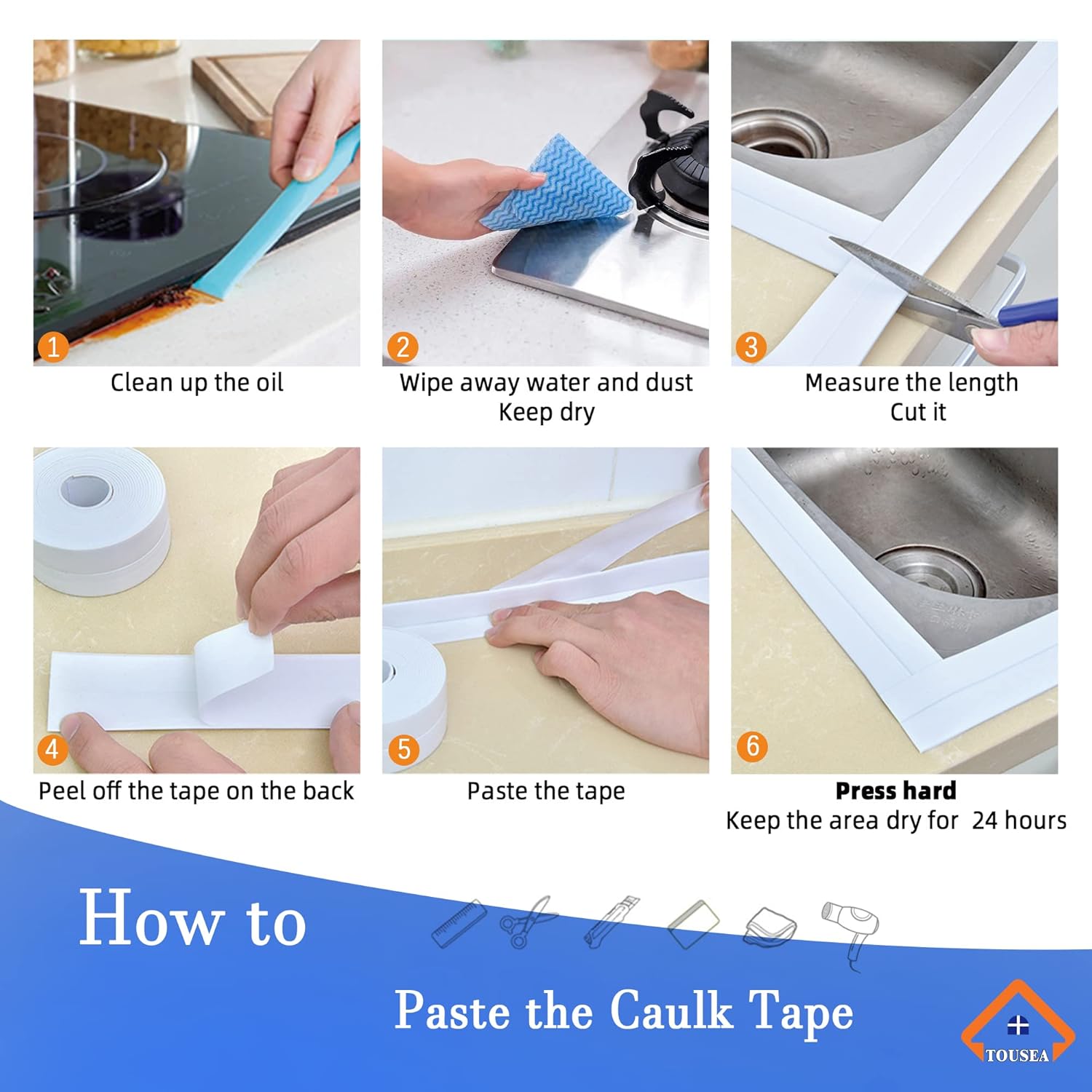 White Caulk Tape - Durable Adhesive bathroom seal
