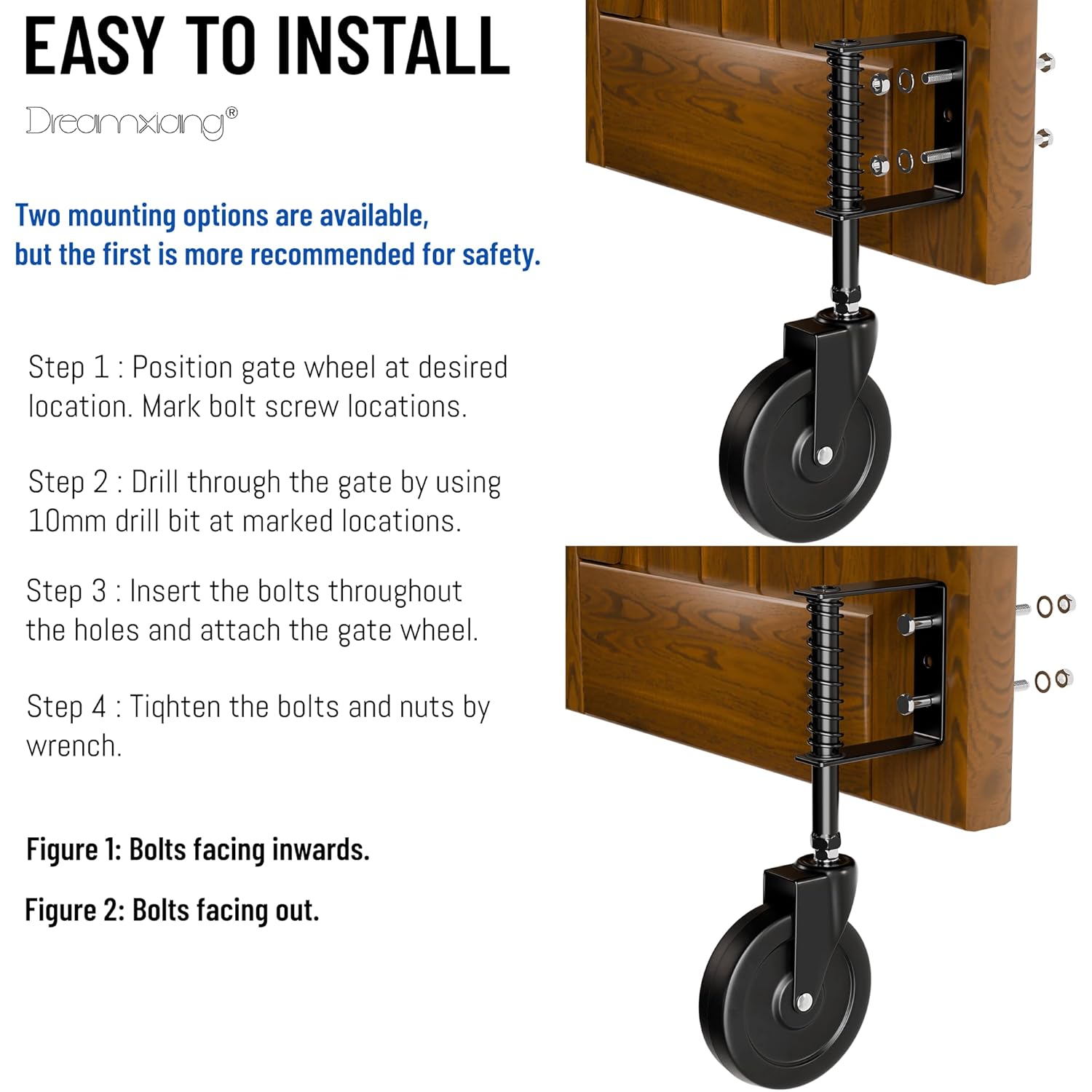 Durable 5 Spring Loaded Gate Caster Heavy Duty for Wooden Metal Fences