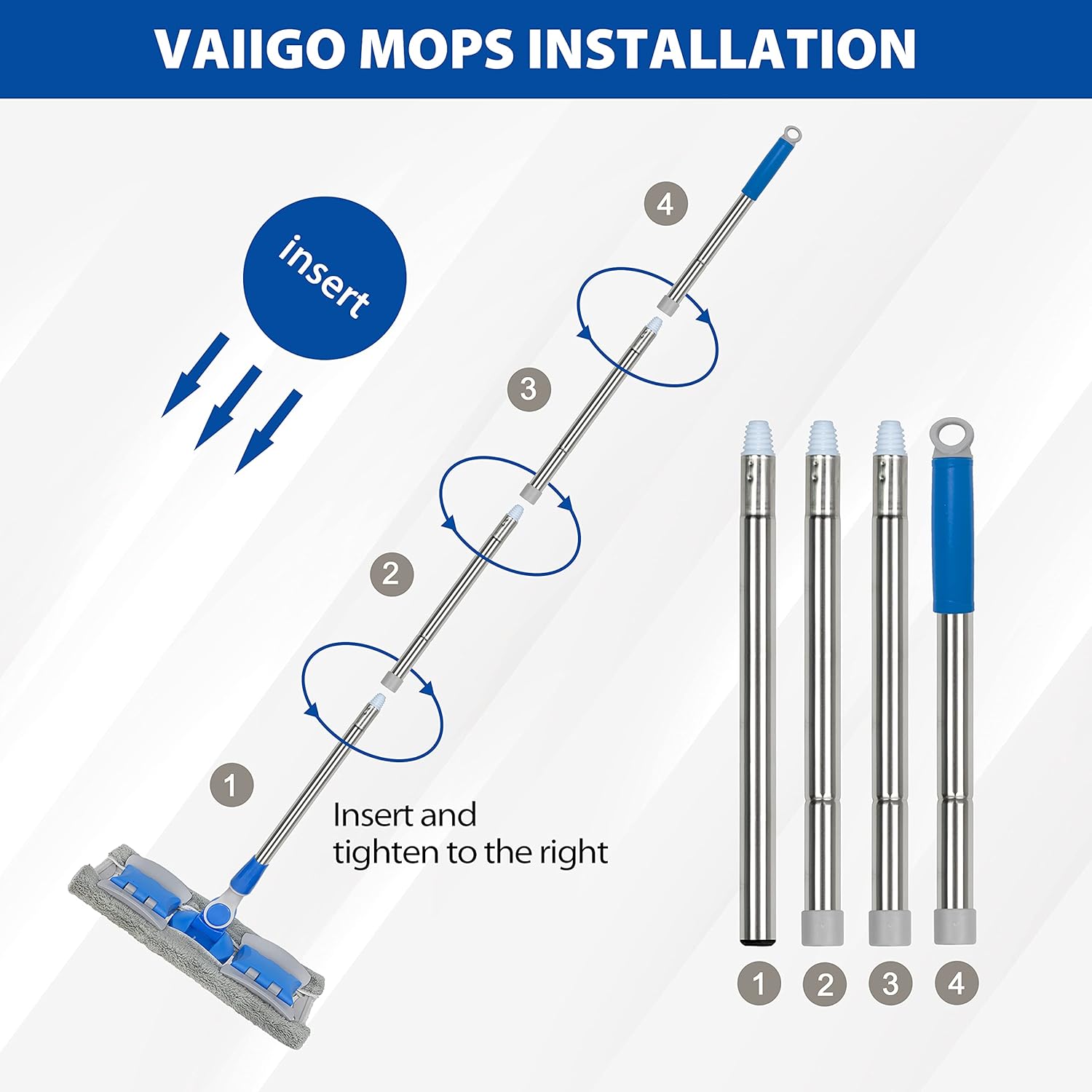 Professional Smooth Hardwood Floor Mop with 5 Reusable Microfiber Pads