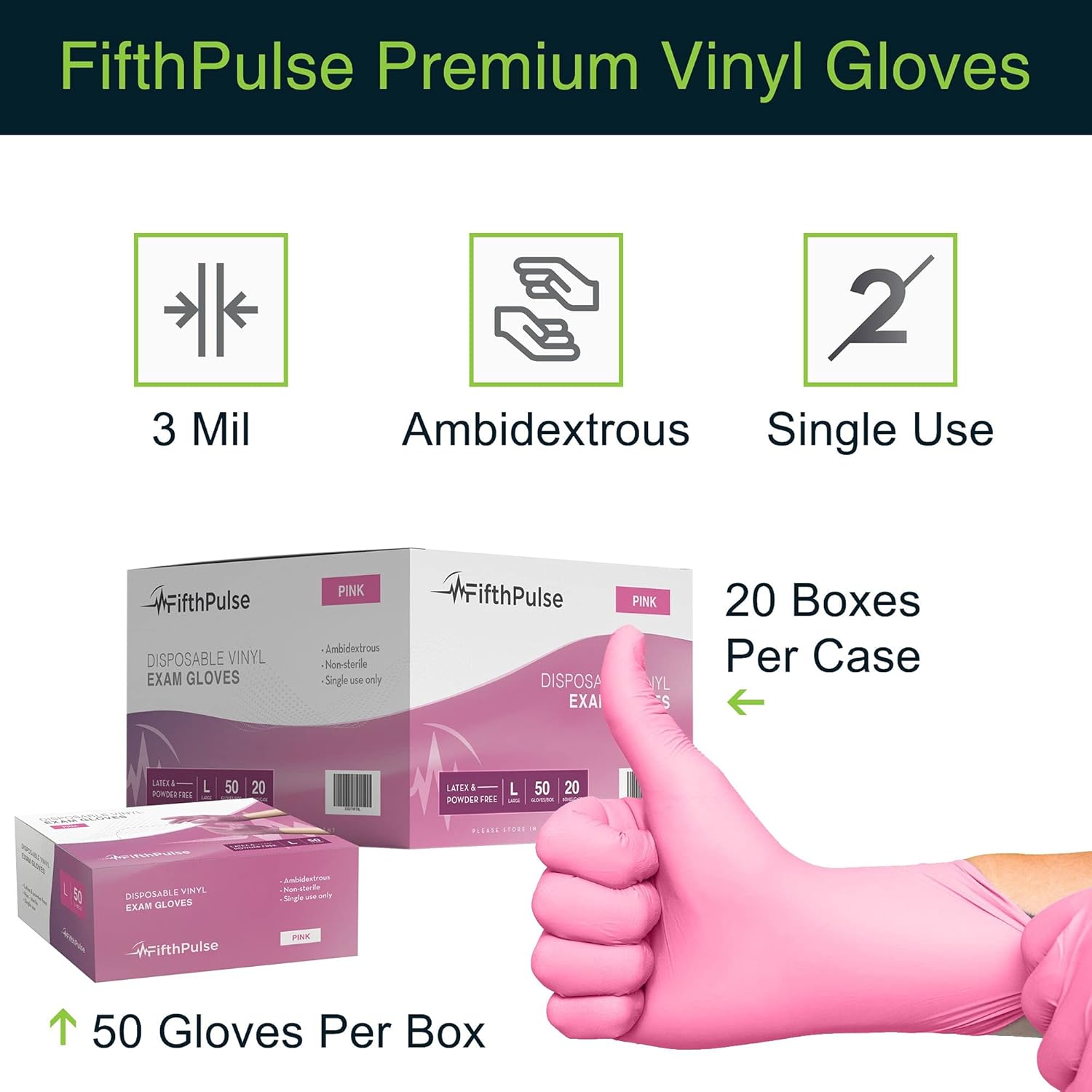 FifthPulse Pink Vinyl Gloves - Perfect for Medical Cooking or General Use