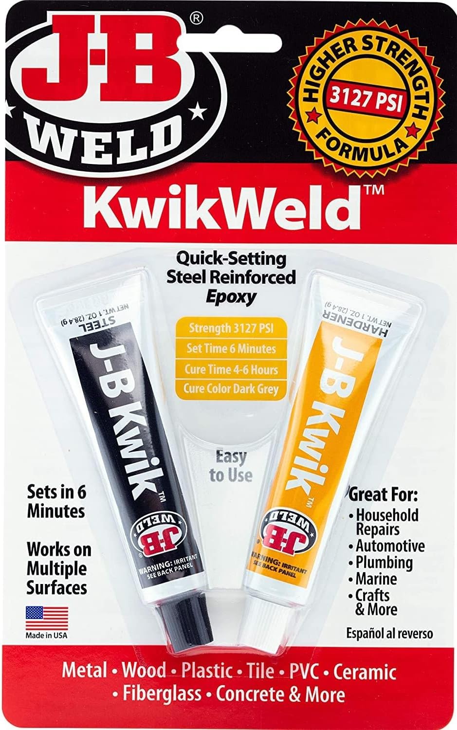J-B Weld KwikWeld K8276 Quick-Setting Steel Reinforced Epoxy Dark Grey
