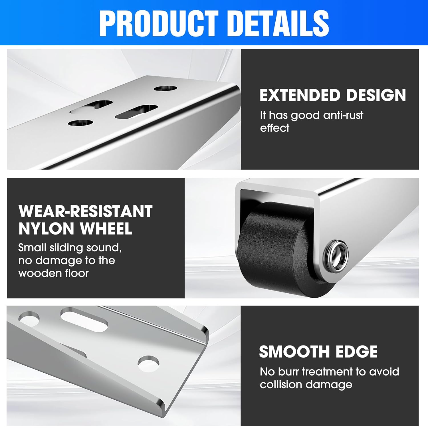 Mini Caster Wheels for Doors Furniture with 4PCS Set Silver