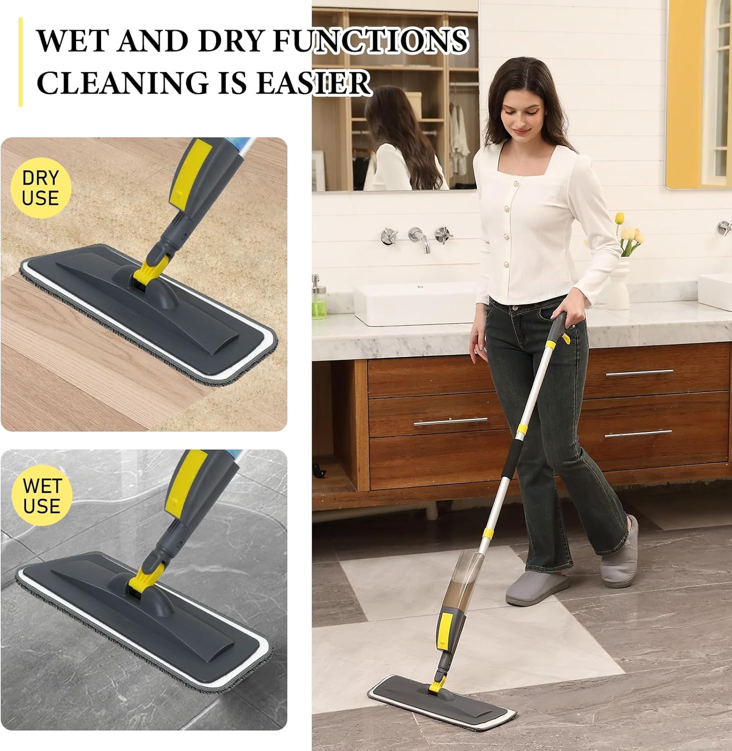 Spray Mop with 400ml Refill 2 Replaceable Pads