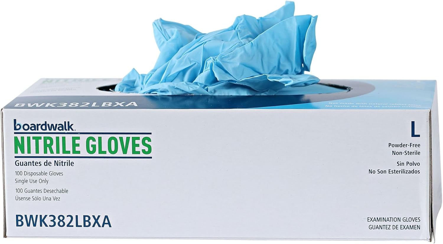 Boardwalk 382LCTA Nitrile Gloves - Large Blue 1000Carton Latex-Free DurableChem-Resistant