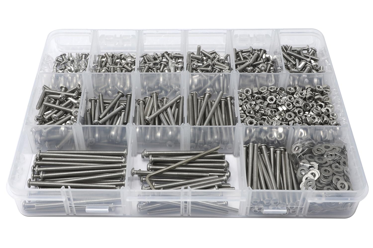 IEXCELL 1500 Pcs M3 Hex Screws Nuts Washers Kit for Industrial Use
