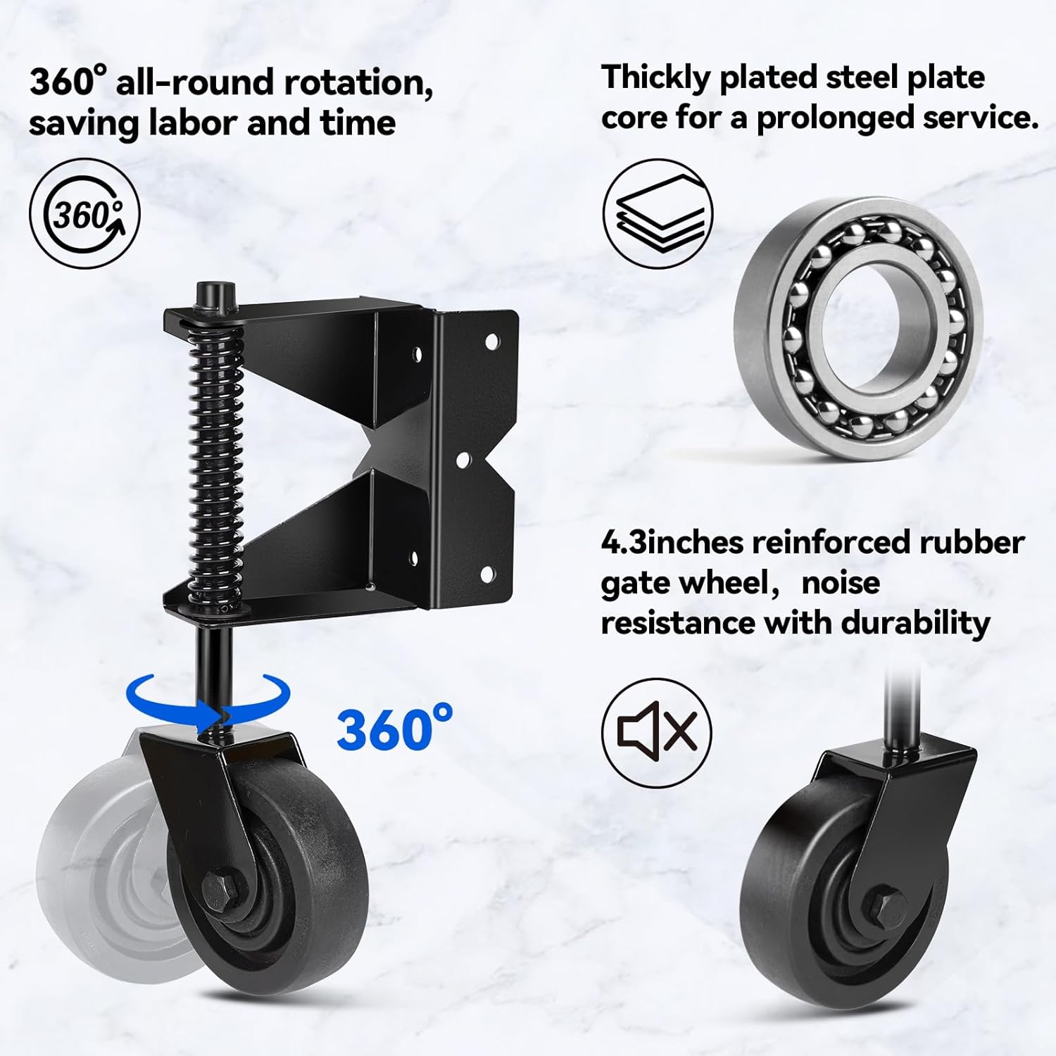 Spring-Loaded Gate Caster 300Lbs Capacity