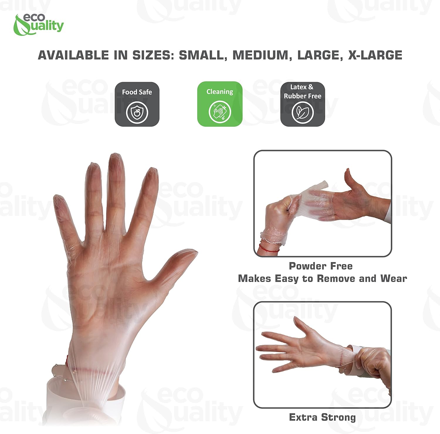 EcoQuality Disposable Vinyl Exam Gloves - Non-Latex Professional Cleaning Cooking Gloves 200 Medium
