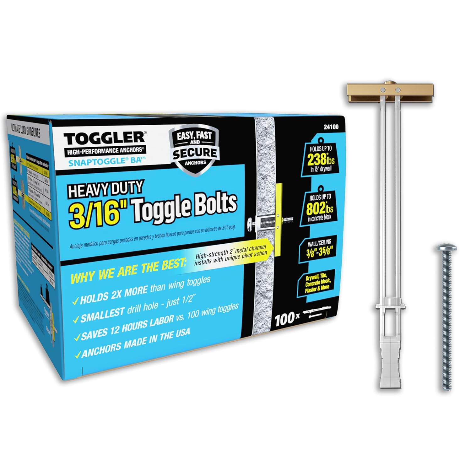 TOGGLER 316-24 Toggler SNAPTOGGLE Durable Toggle Anchors for Industrial Use