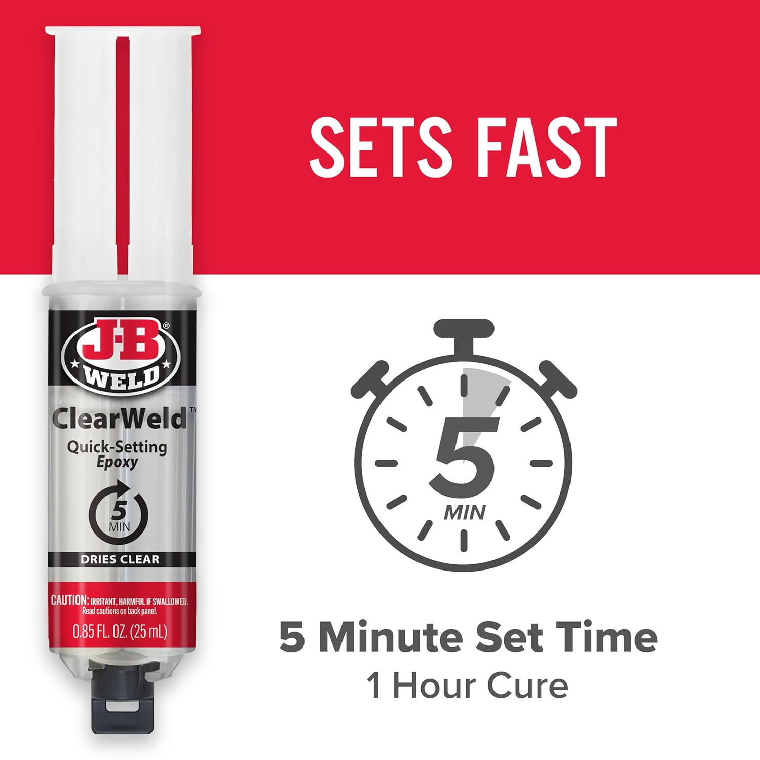 J-B Weld ClearWeld Syringe 25ml - Fast Setting Epoxy