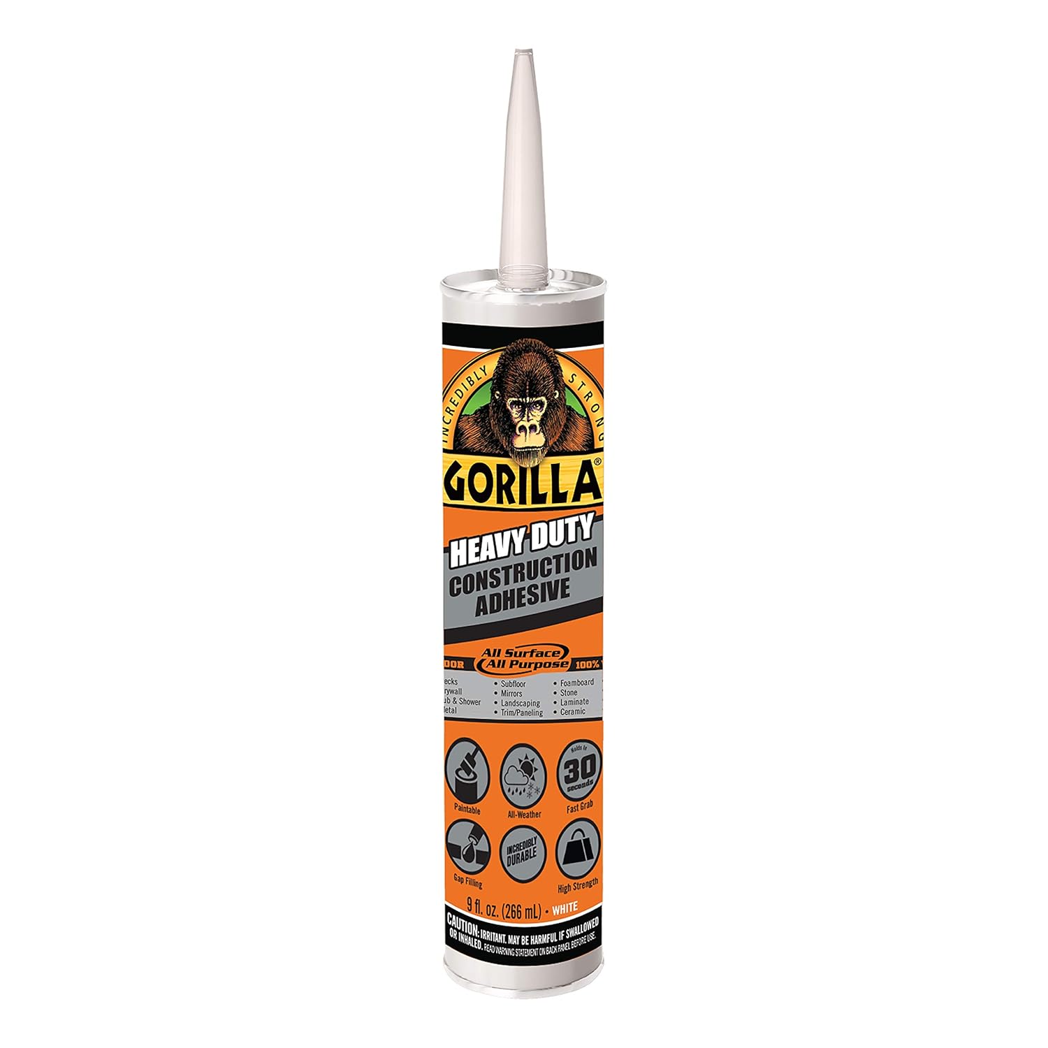 Gorilla Heavy-Duty Construction Adhesive 9-Ounce Pack of 1