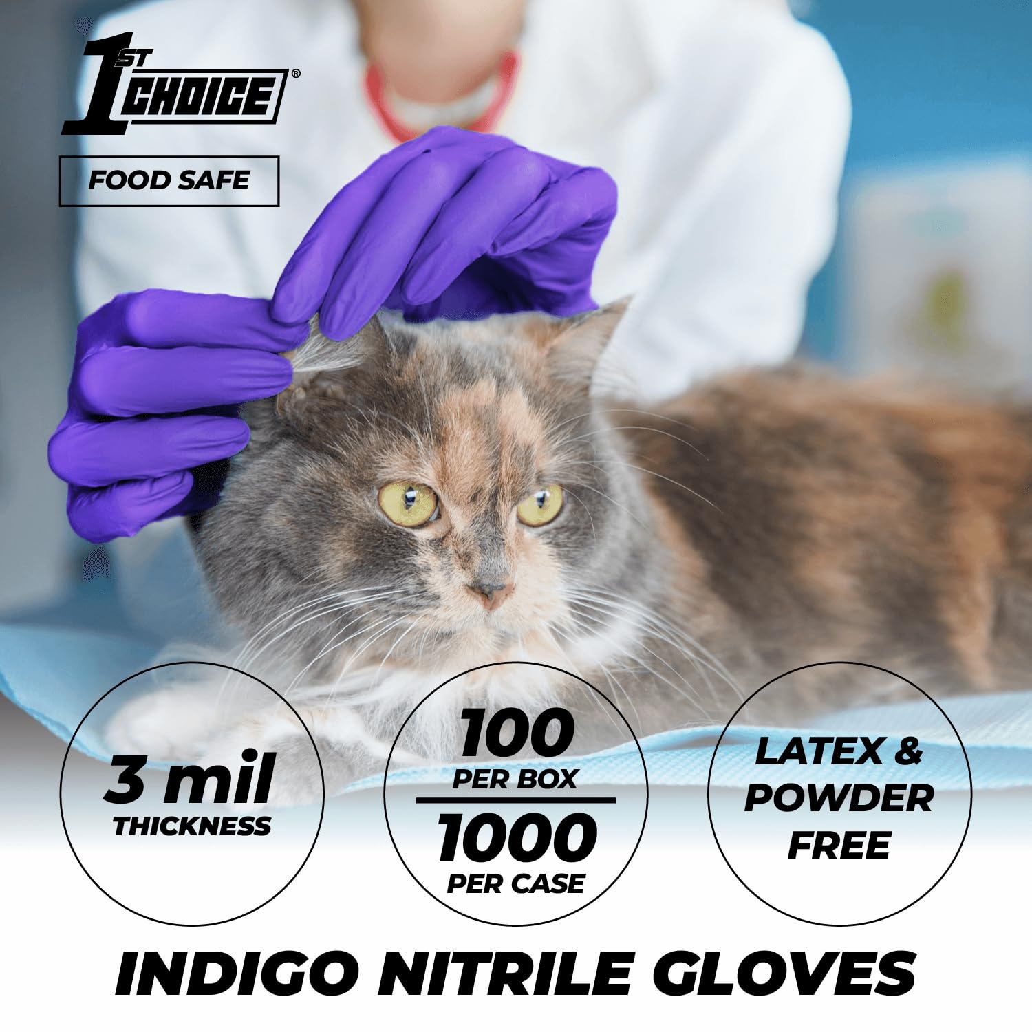 1st Choice Nitrile Disposable Gloves XL Indigo Case of 1000
