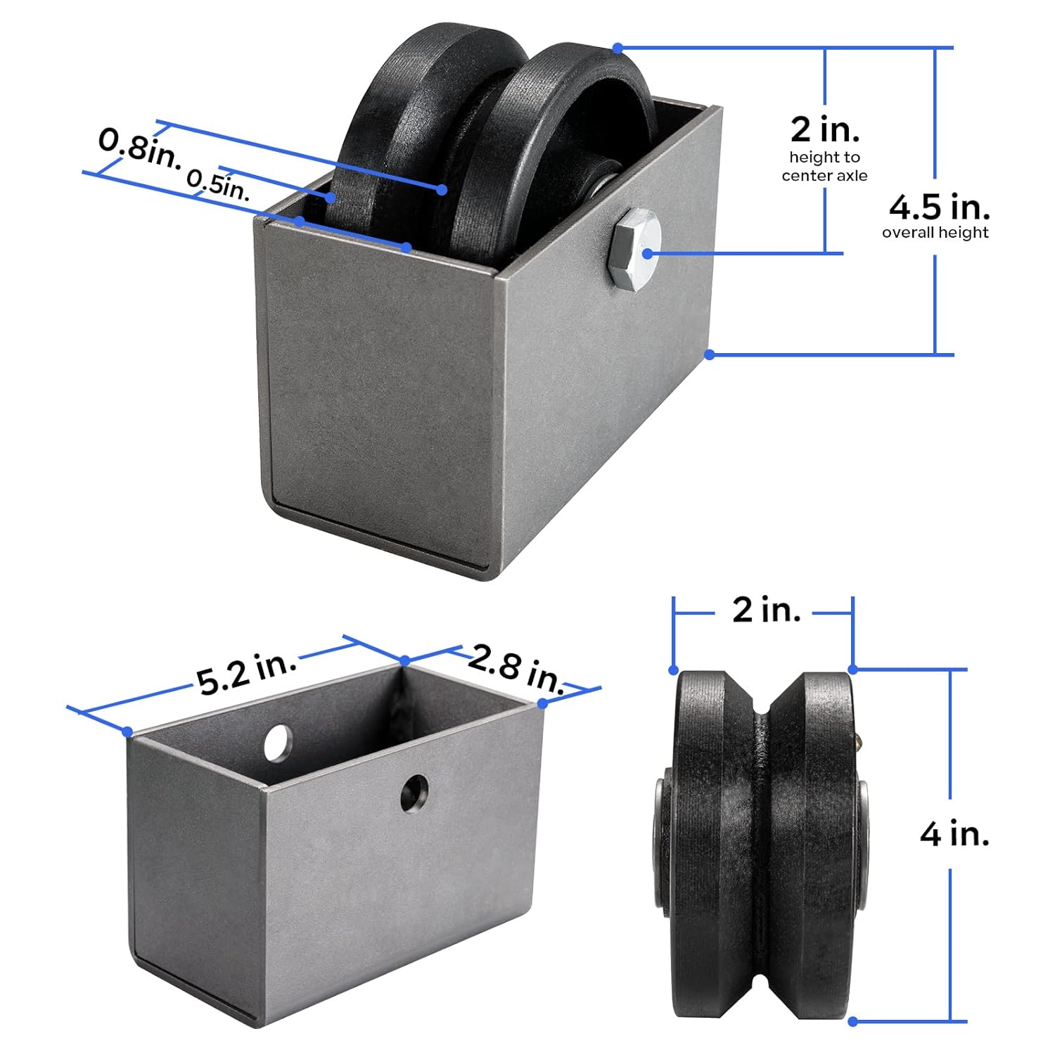 Durable 800 lb V-Groove Cast Iron Wheel