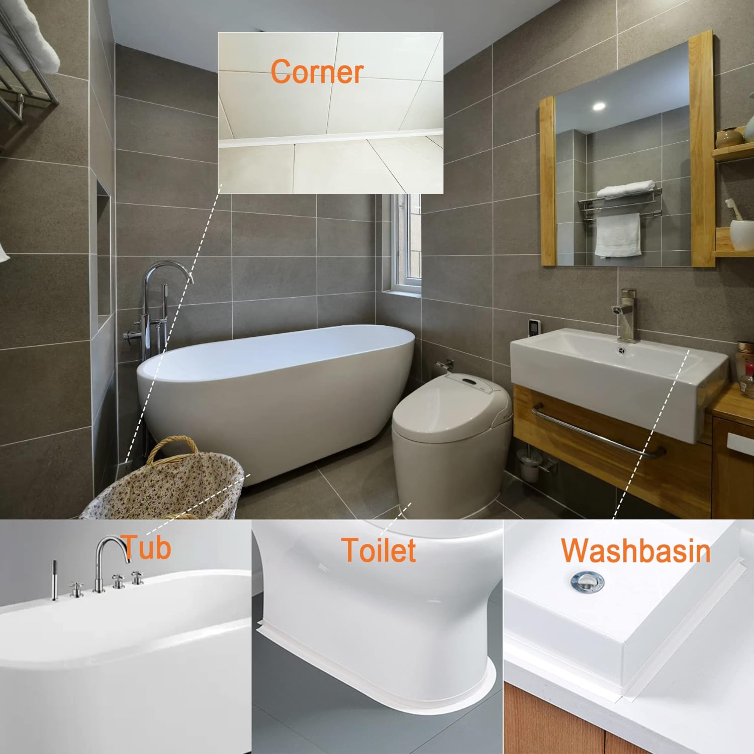 White Caulk Tape - Durable Adhesive bathroom seal