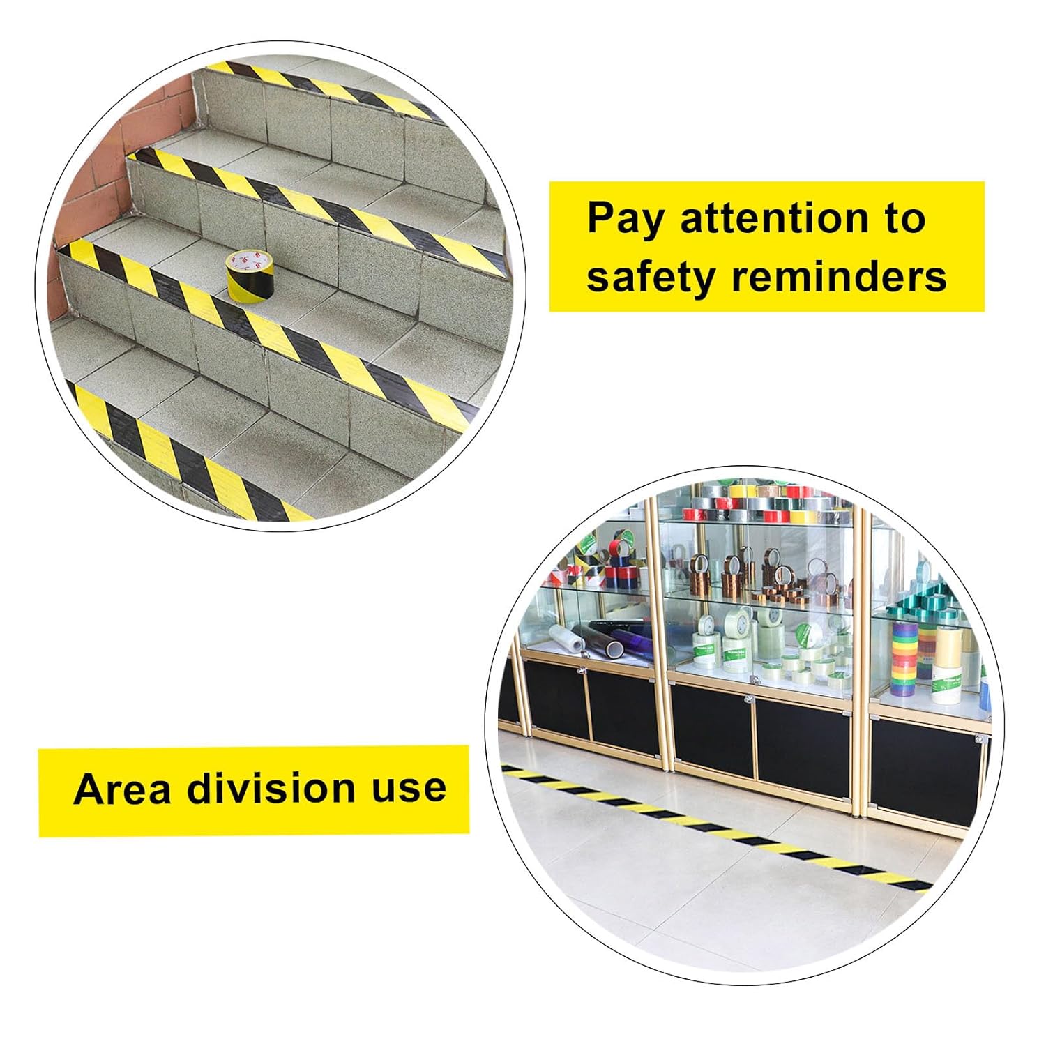 4-inch x 108ft Black Yellow Floor Marking Tape for Safety