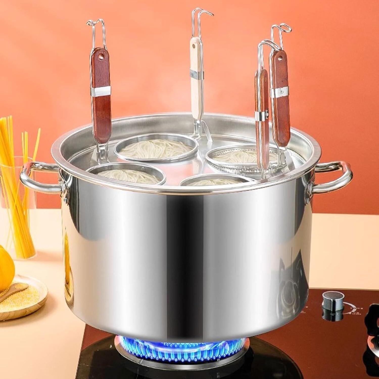 DAOUXIAOSP Durable Stainless Steel Commercial Pasta Cooker with Strainer