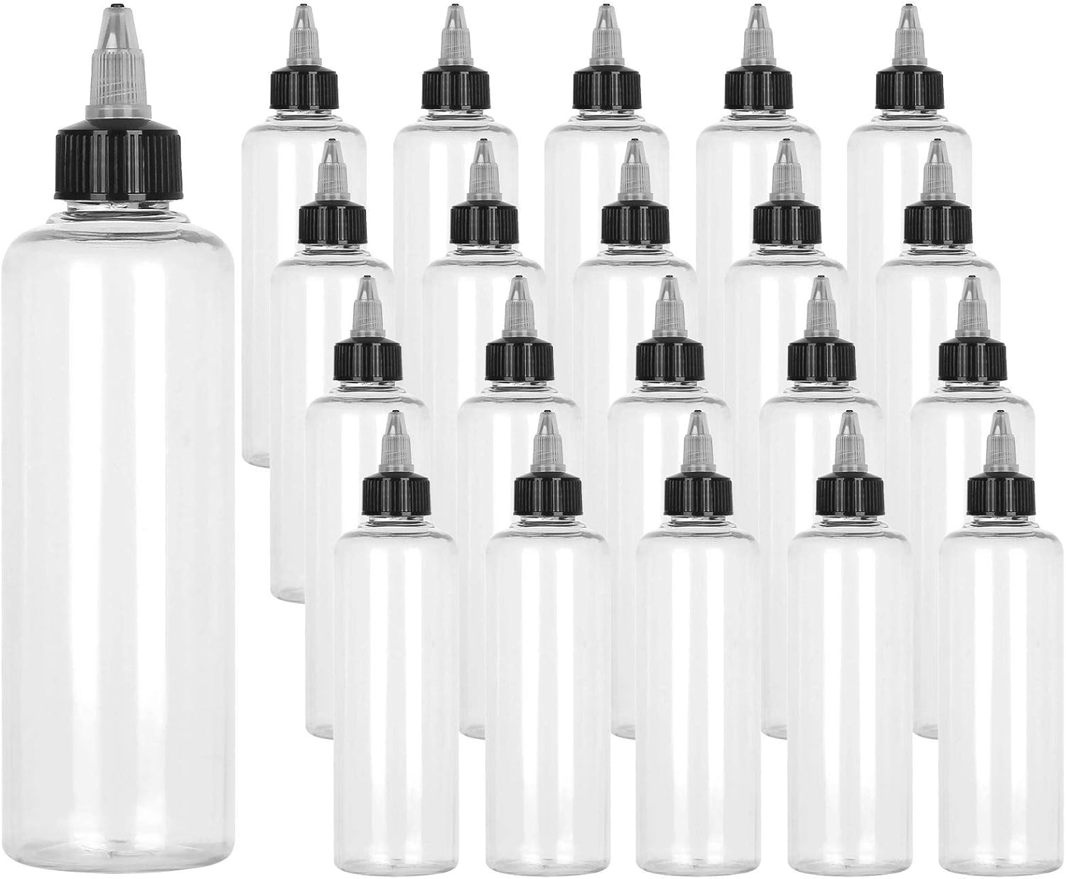 SENENQU 32PCS Round LDPE Squeeze Bottles Clear - 4oz