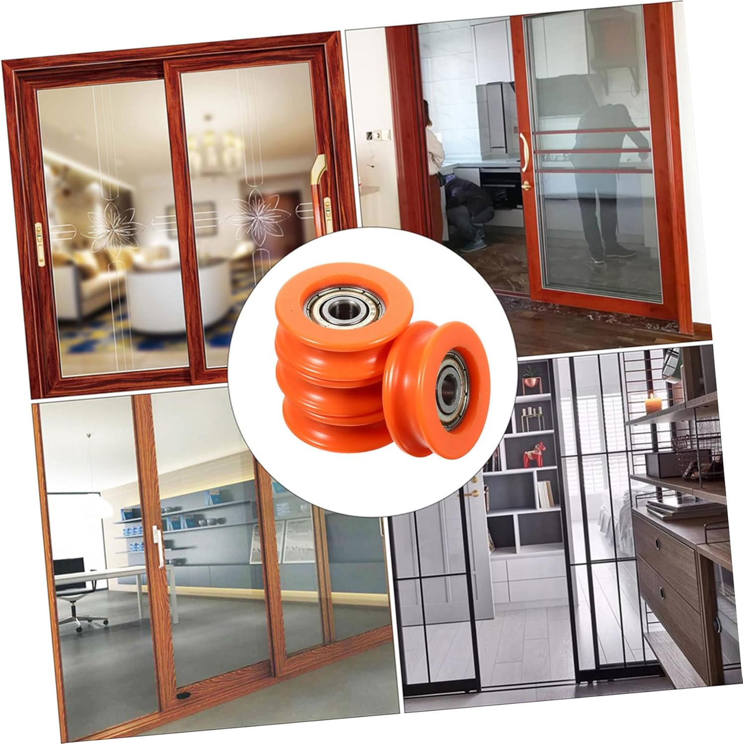 Amosfun Replacement Sliding Door and Gate Hardware 4pcs Groove Wheel Pulley