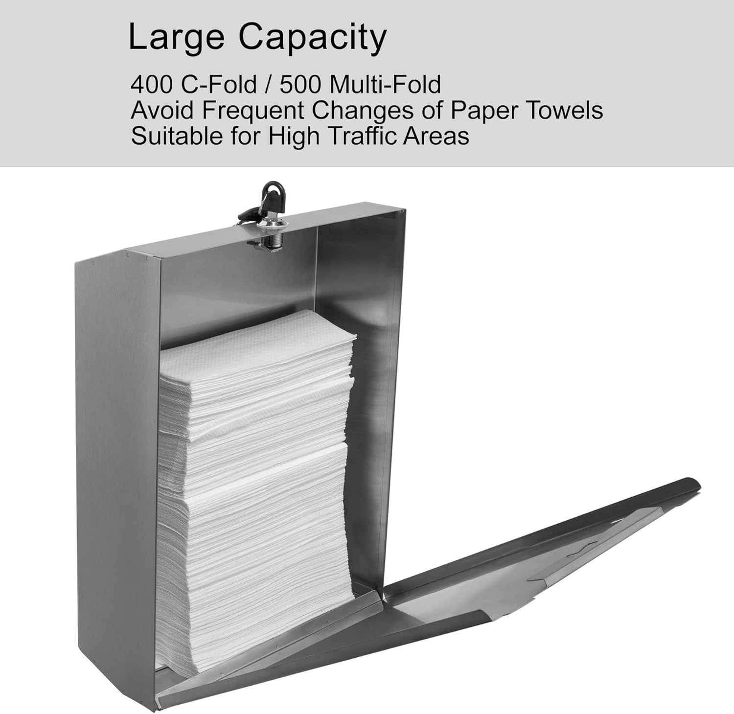 VANNSOO Tri-fold Stainless Steel Paper Towel Dispenser for Commercial Use