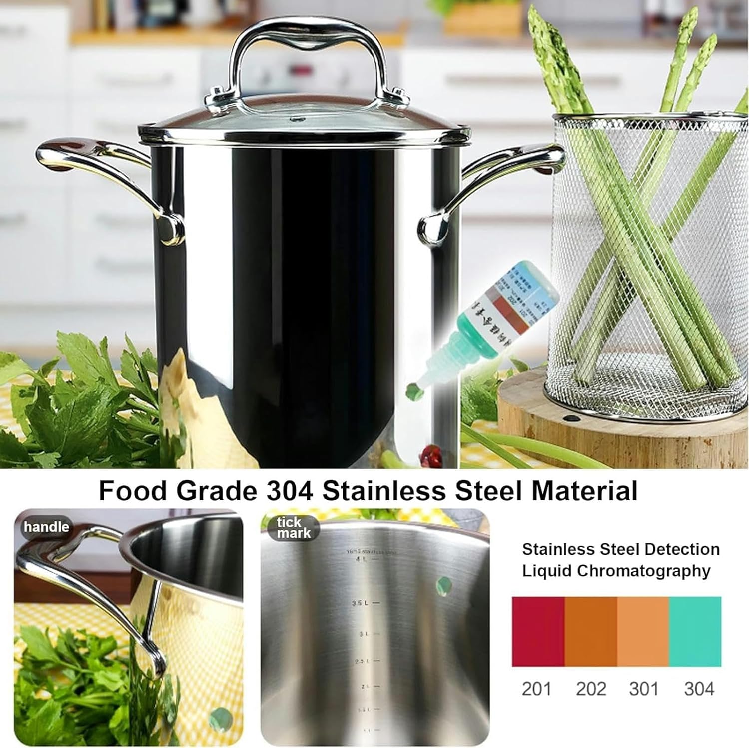 DAOUXIAOSP Stainless Steel Deep Fryer Pot with Basket for Home Cooking