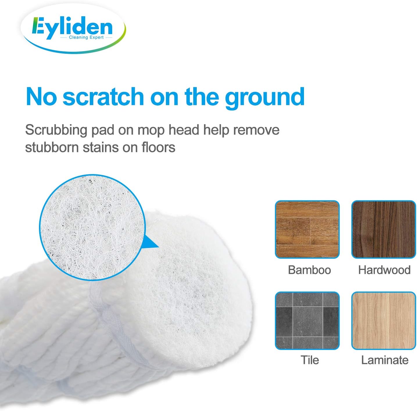 Eyliden Mop with 2 Reusable Heads for Great Floor Cleaning