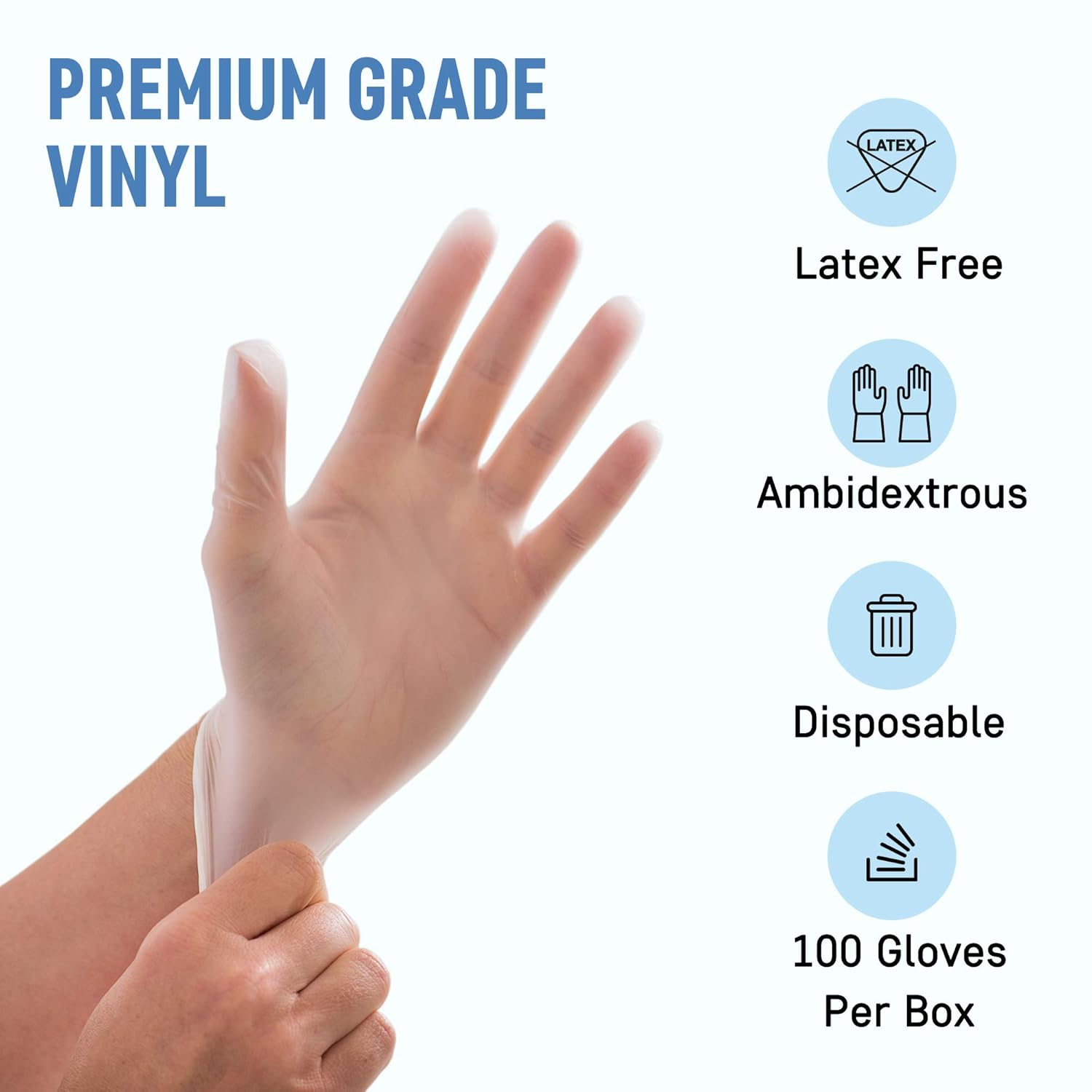 Powder Free Disp gloves 100Pack Large Clear Vinyl Industrial Medical Exam Gloves