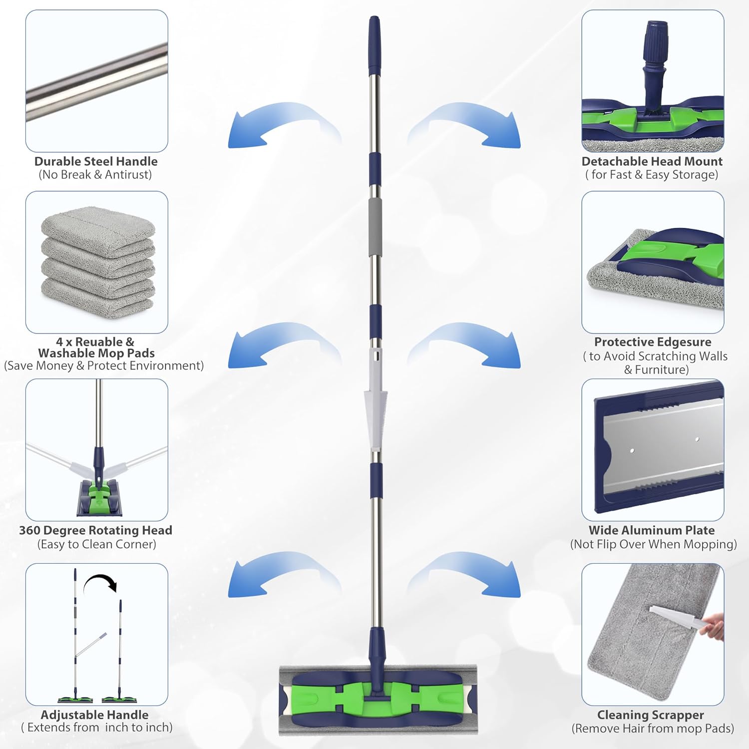 Durable Versatile Wood Floor Mop for Home Commercial Use