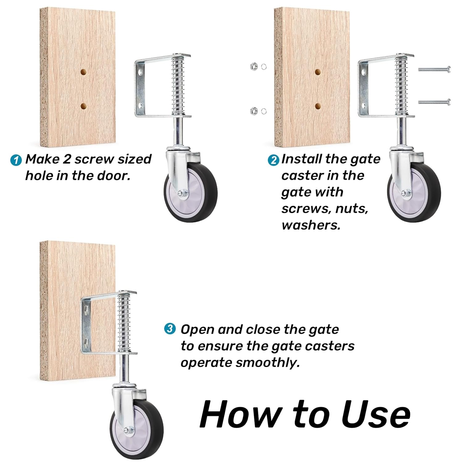 Heavy-Duty 220 lbs Capacity Easy to Use Gate Casters