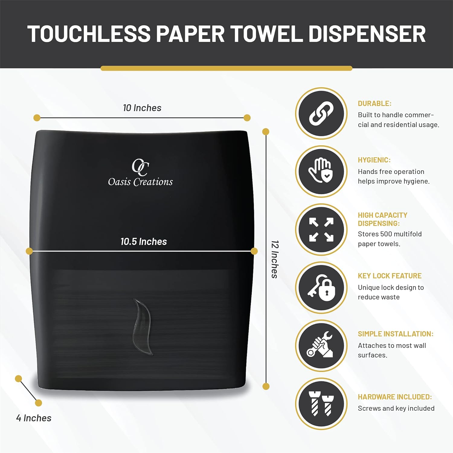 Oasis Touchless Dispenser - Black Smoke Wall-Mounted 500 Paper Towels