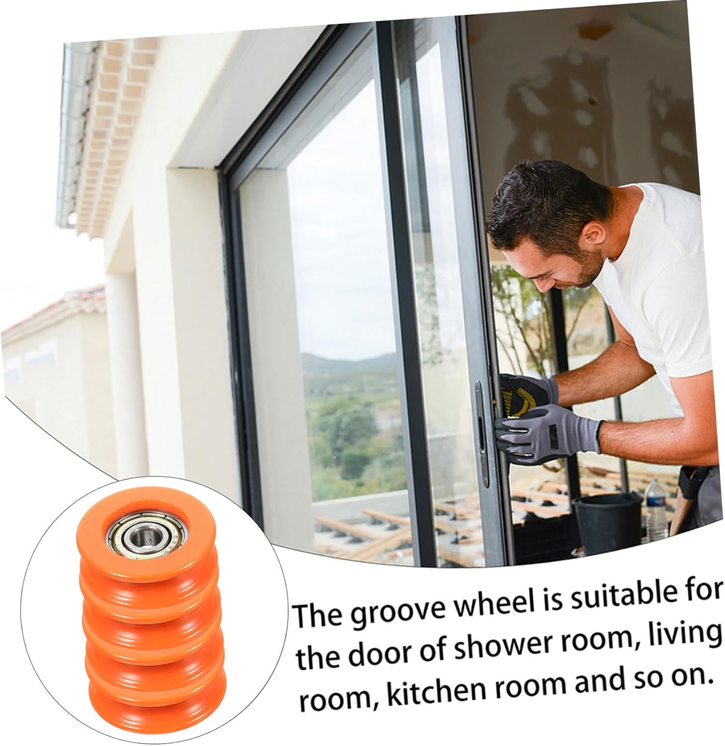 Amosfun Replacement Sliding Door and Gate Hardware 4pcs Groove Wheel Pulley