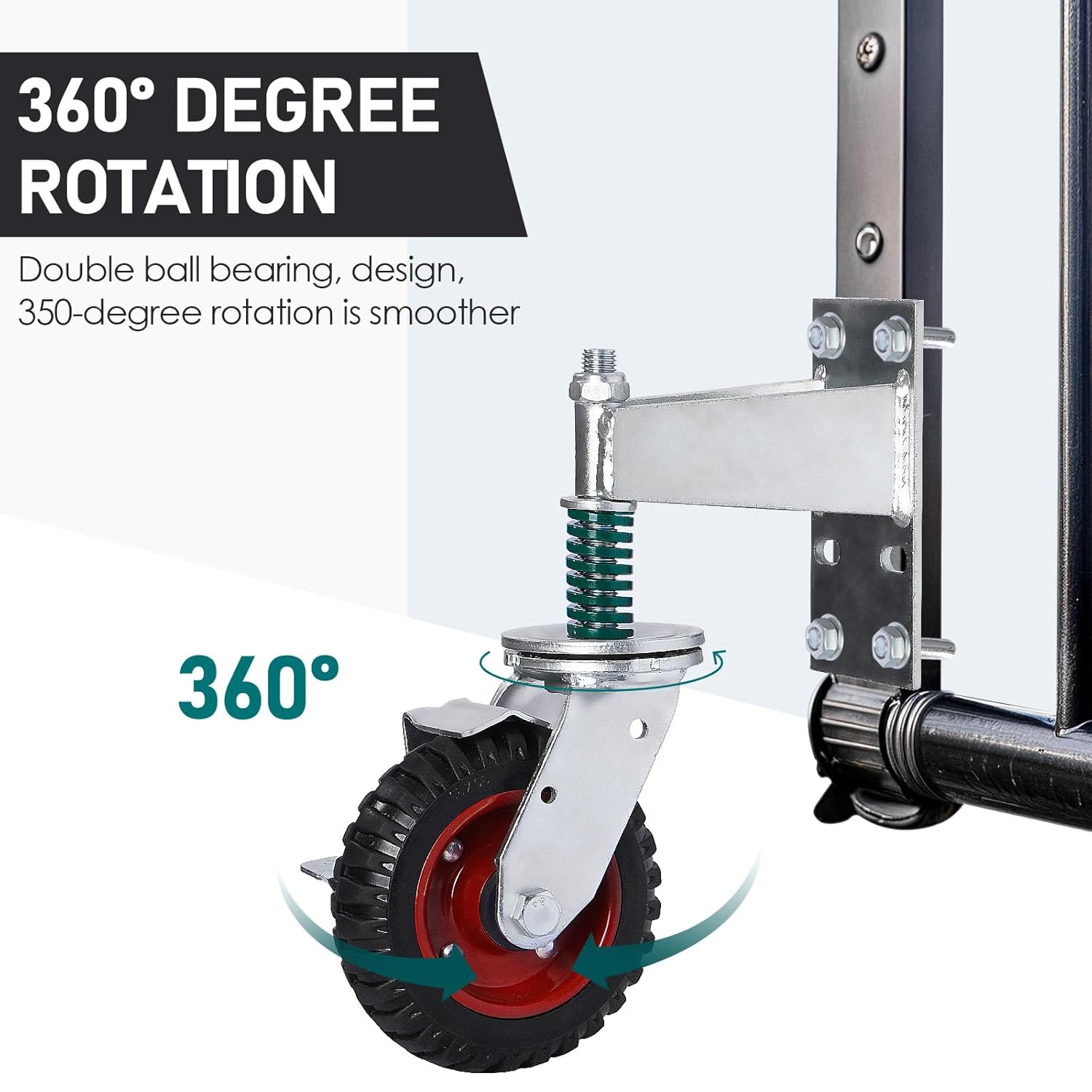 6-Inch Fence Gate Wheel with Locking Brake and Spring Suspension